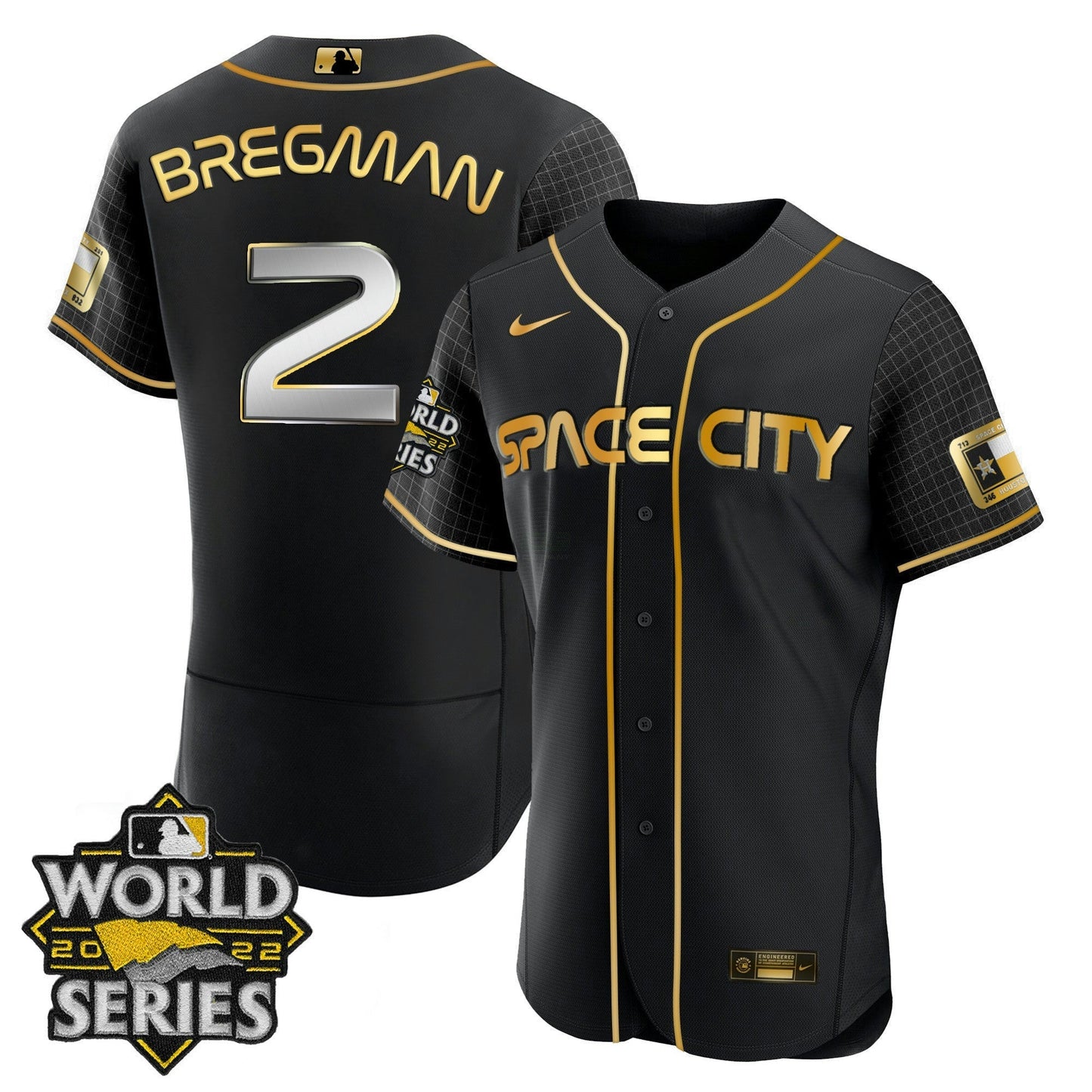 Camisa MLB Women’s Houston Space City Dourada 2022 World Series Jersey