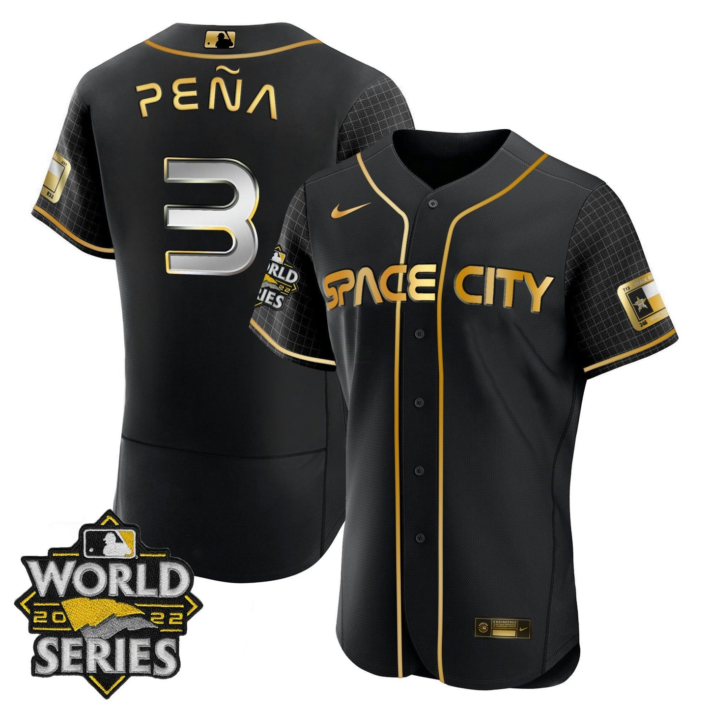 Camisa MLB Women’s Houston Space City Dourada 2022 World Series Jersey