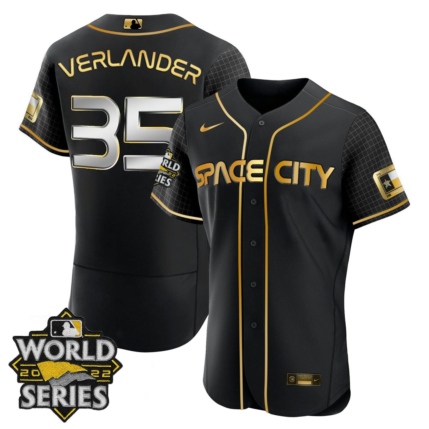 Camisa MLB Women’s Houston Space City Dourada 2022 World Series Jersey