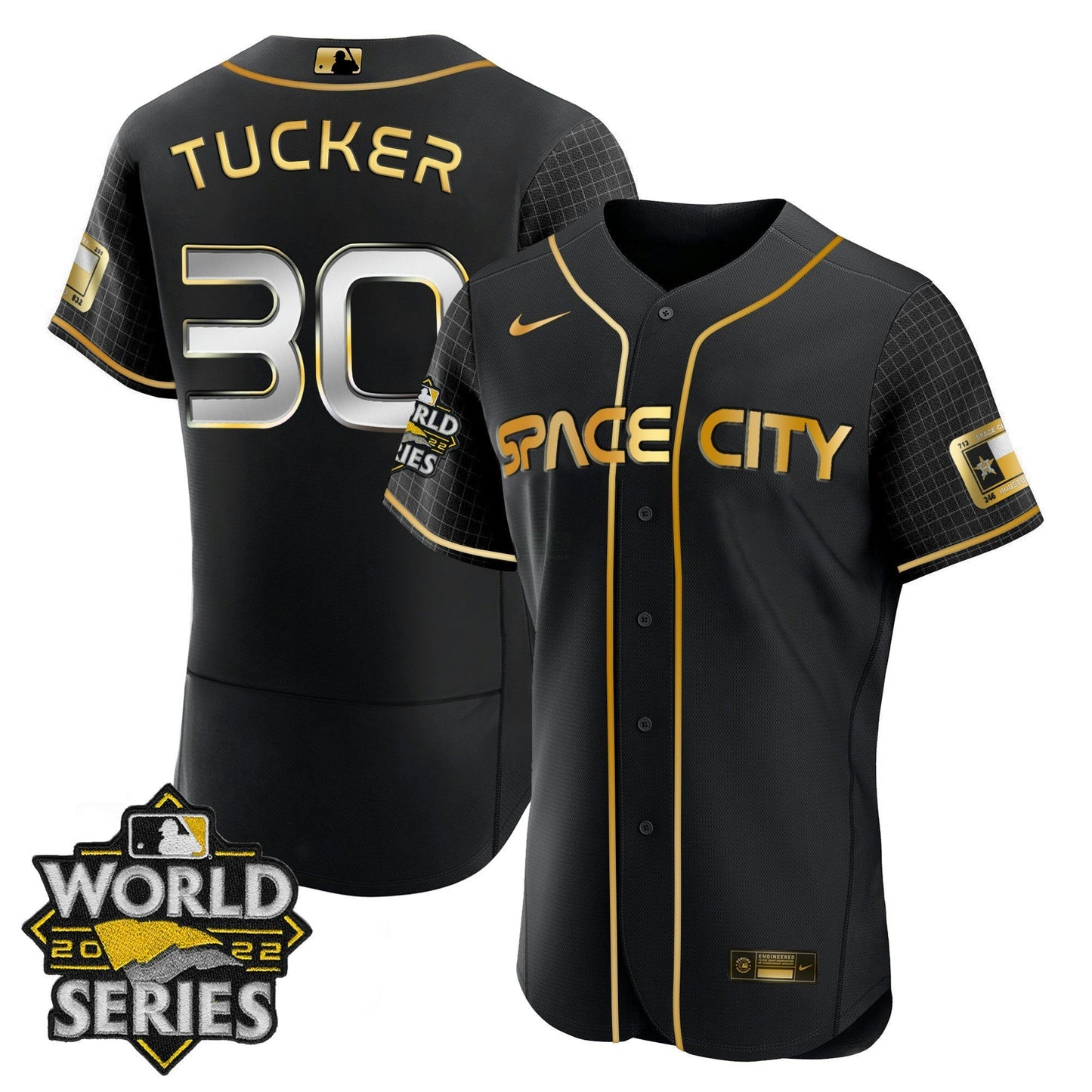Camisa MLB Women’s Houston Space City Dourada 2022 World Series Jersey