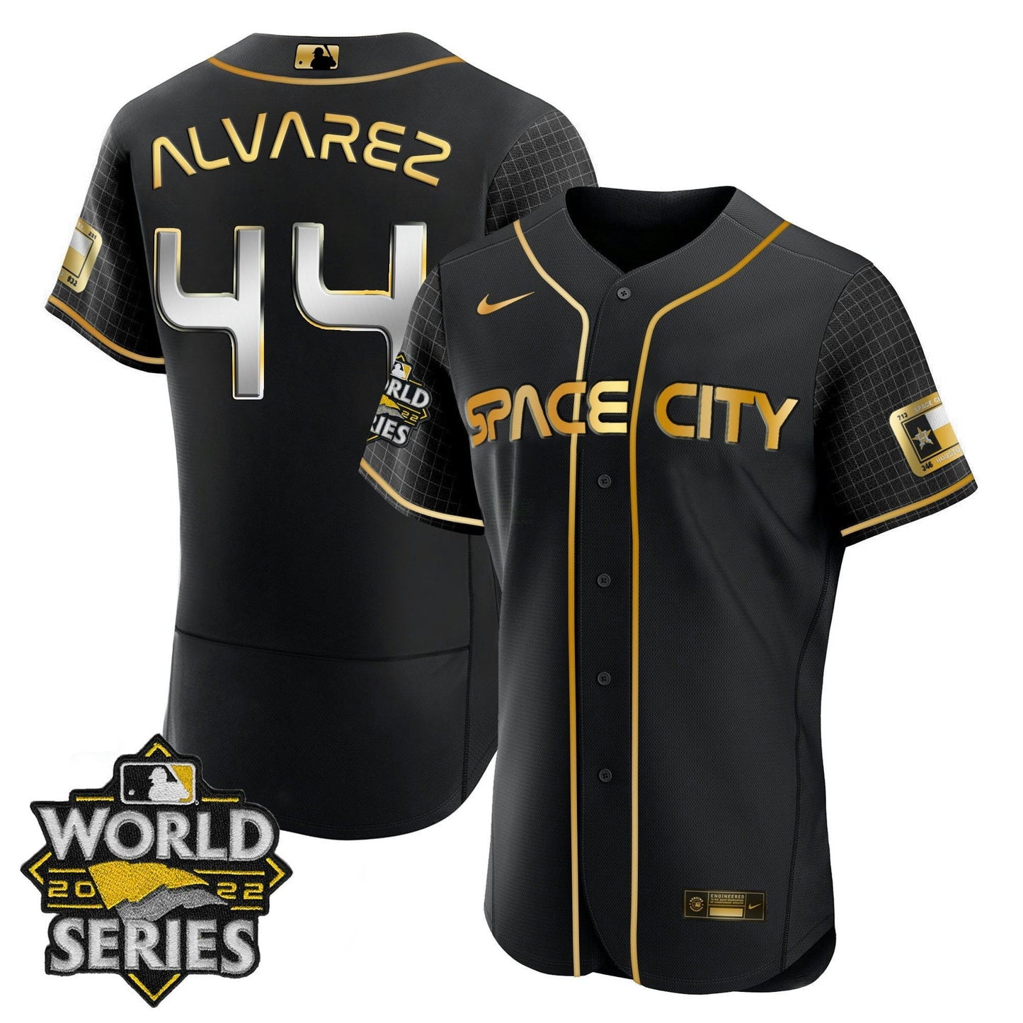 Camisa MLB Women’s Houston Space City Dourada 2022 World Series Jersey