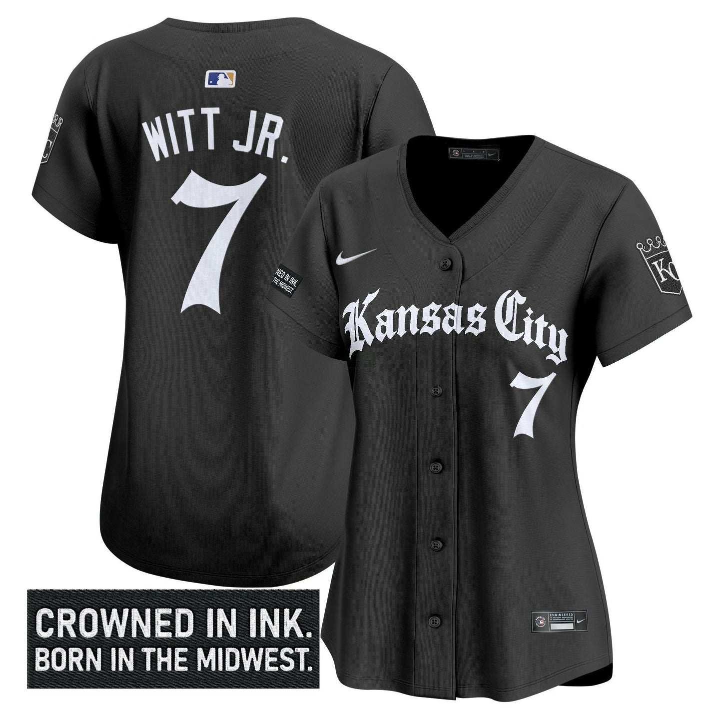 Camisa MLB Women’s Kansas City ‘Gothic Crown Edition’ Vapor Premier Limited Jersey