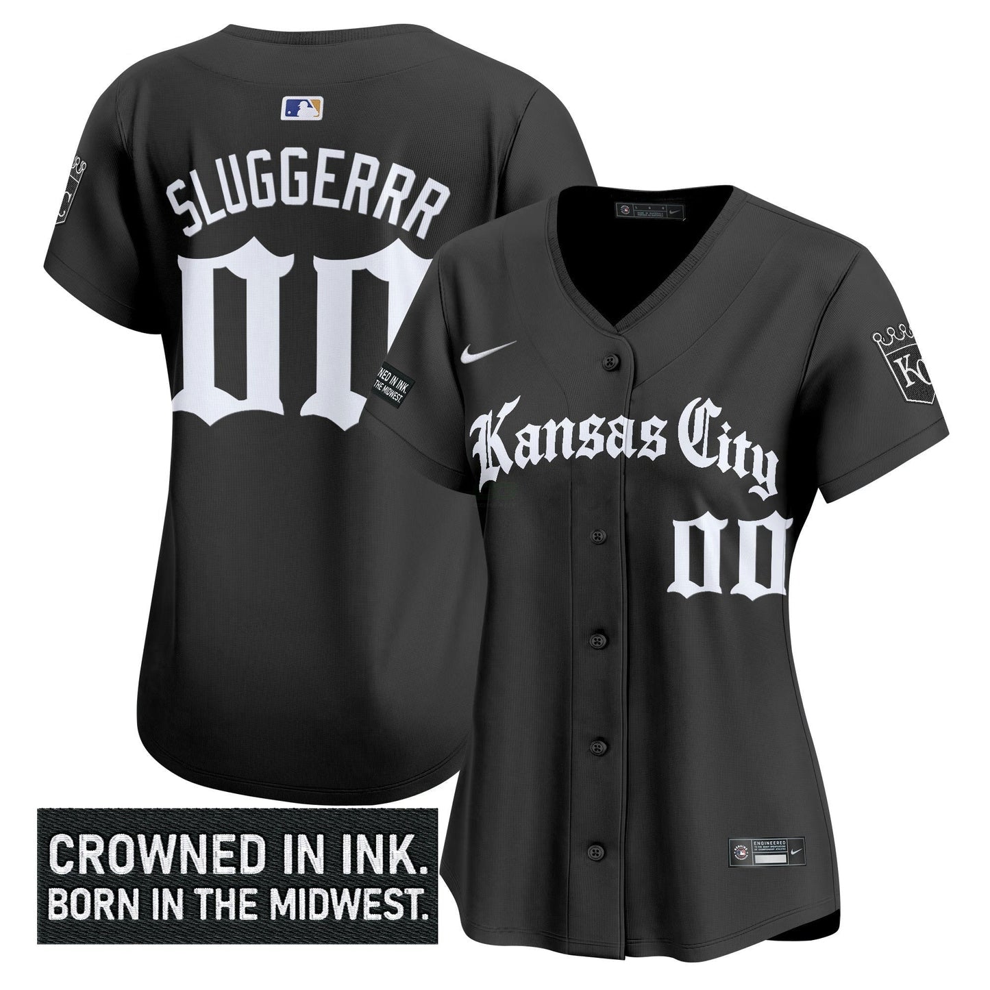Camisa MLB Women’s Kansas City ‘Gothic Crown Edition’ Vapor Premier Limited Jersey