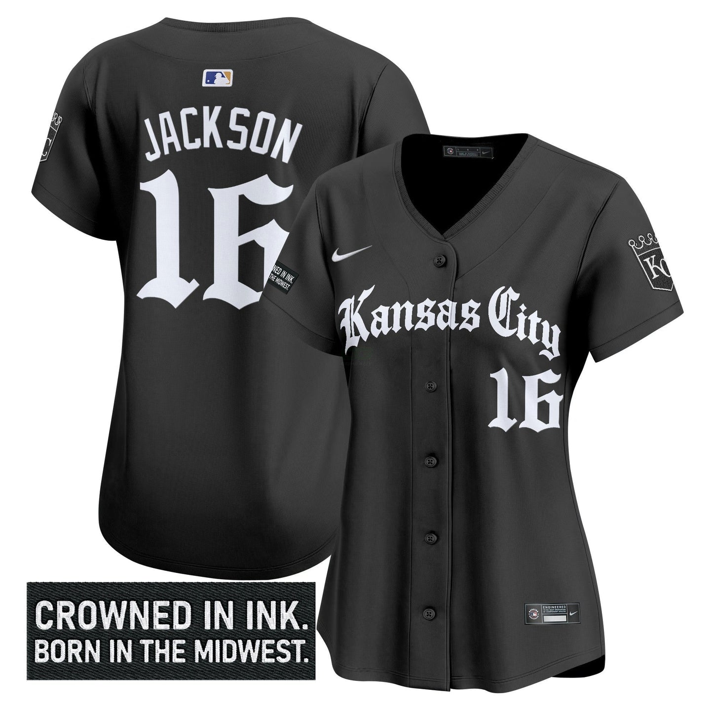 Camisa MLB Women’s Kansas City ‘Gothic Crown Edition’ Vapor Premier Limited Jersey