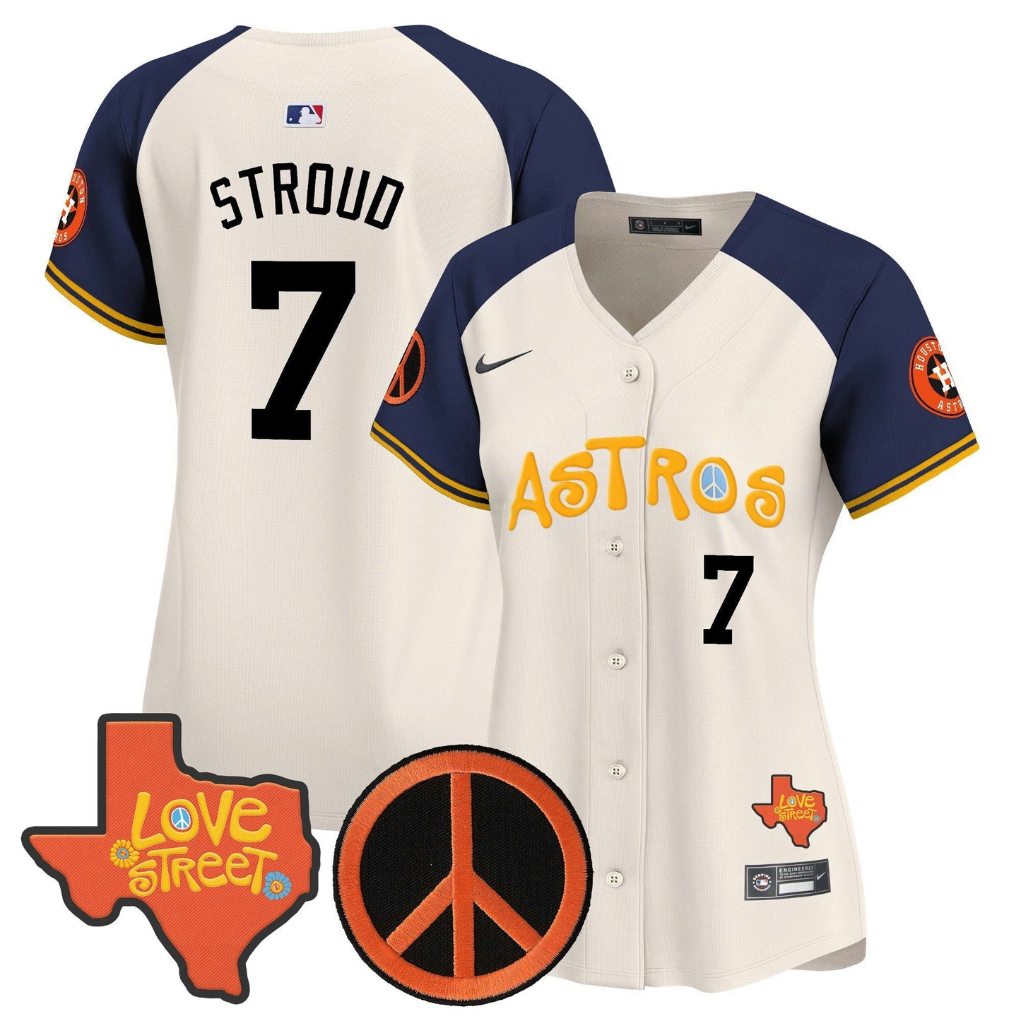 Camisa MLB Women’s Love Street & Peace Sign Patch Vapor Premier Limited Jersey