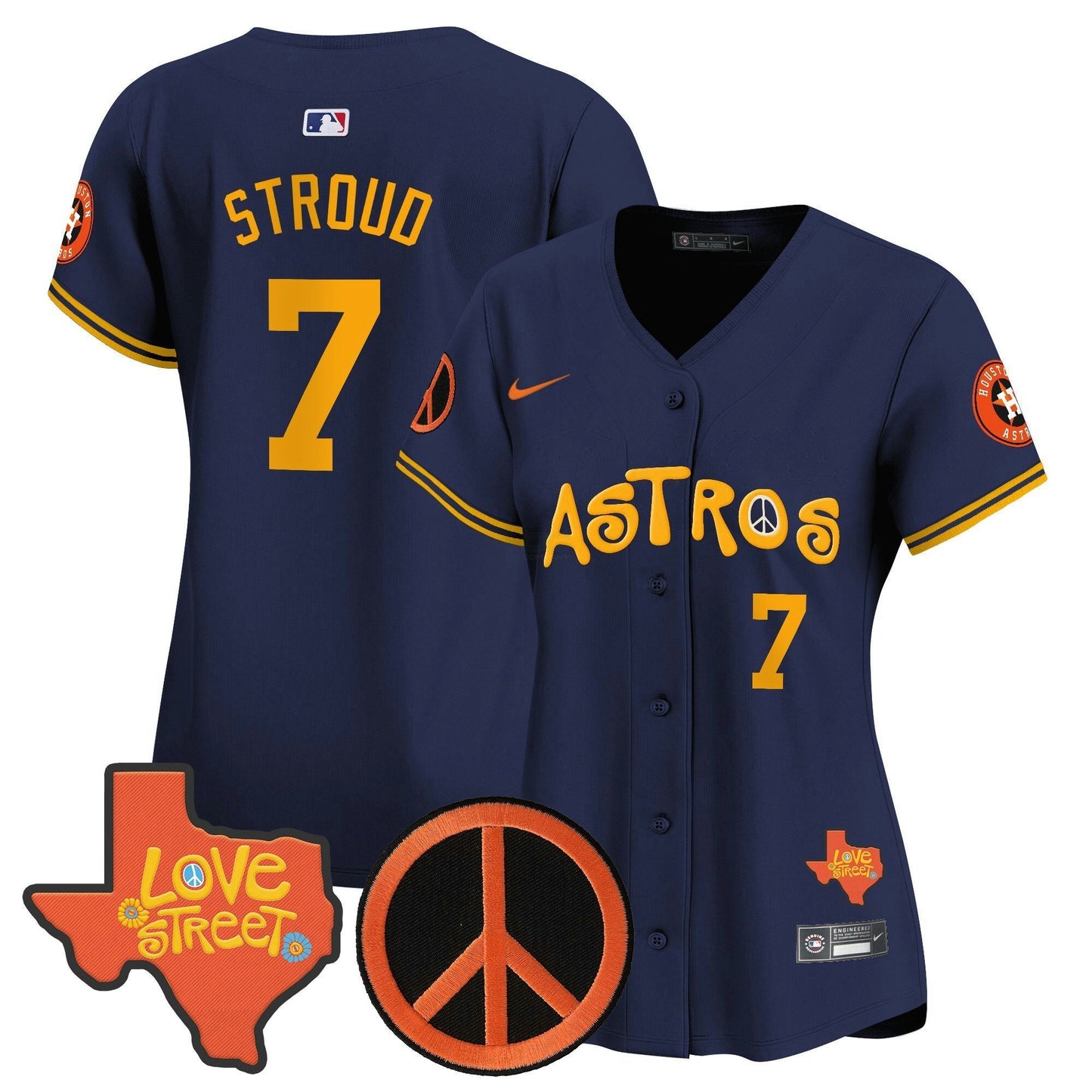 Camisa MLB Women’s Love Street & Peace Sign Patch Vapor Premier Limited Jersey