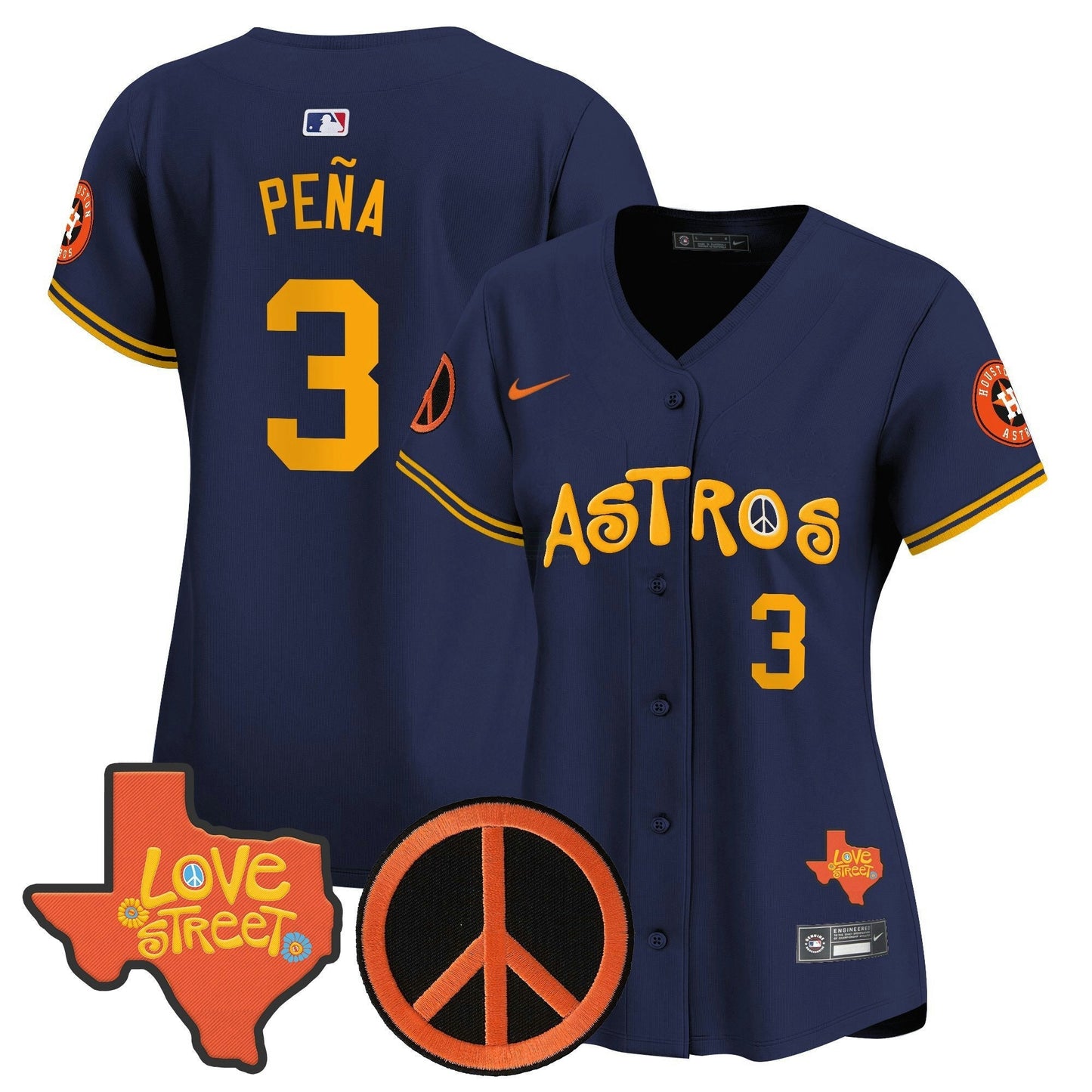 Camisa MLB Women’s Love Street & Peace Sign Patch Vapor Premier Limited Jersey