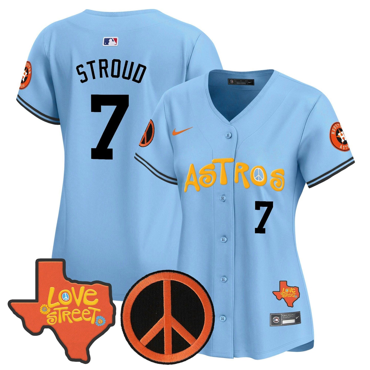 Camisa MLB Women’s Love Street & Peace Sign Patch Vapor Premier Limited Jersey