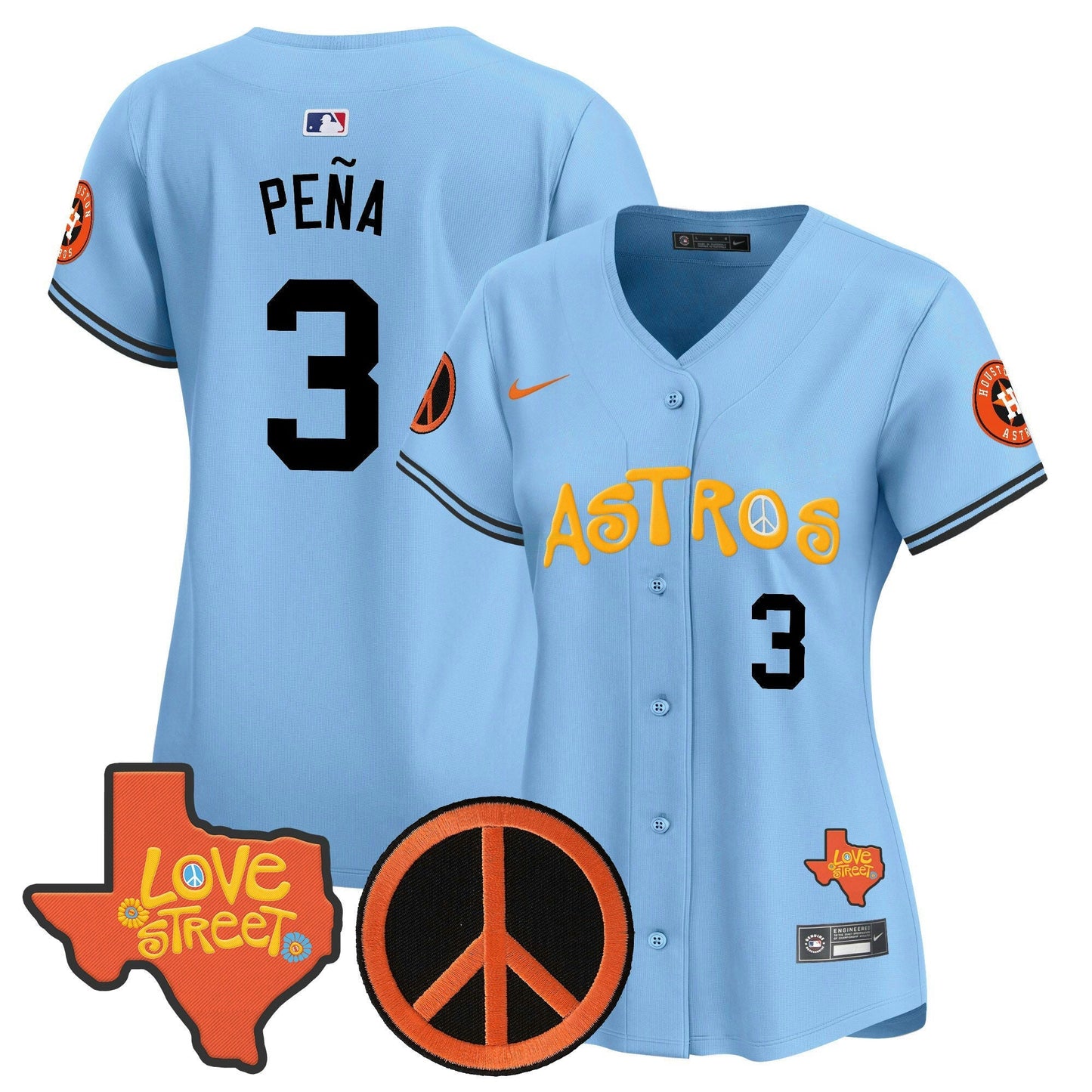 Camisa MLB Women’s Love Street & Peace Sign Patch Vapor Premier Limited Jersey