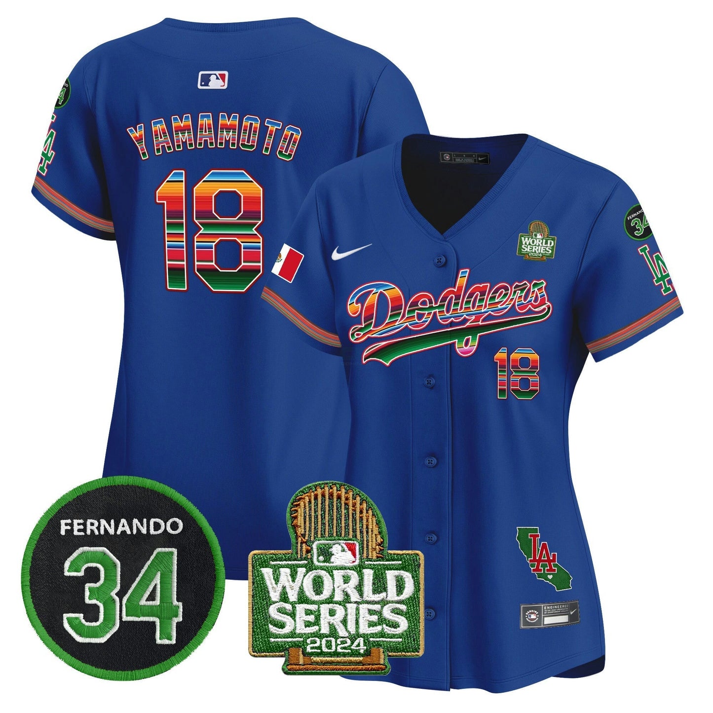 Camisa MLB Women’s Mexico Fernando Memorial & 2024 World Series Patch Vapor Premier Limited Jersey V2