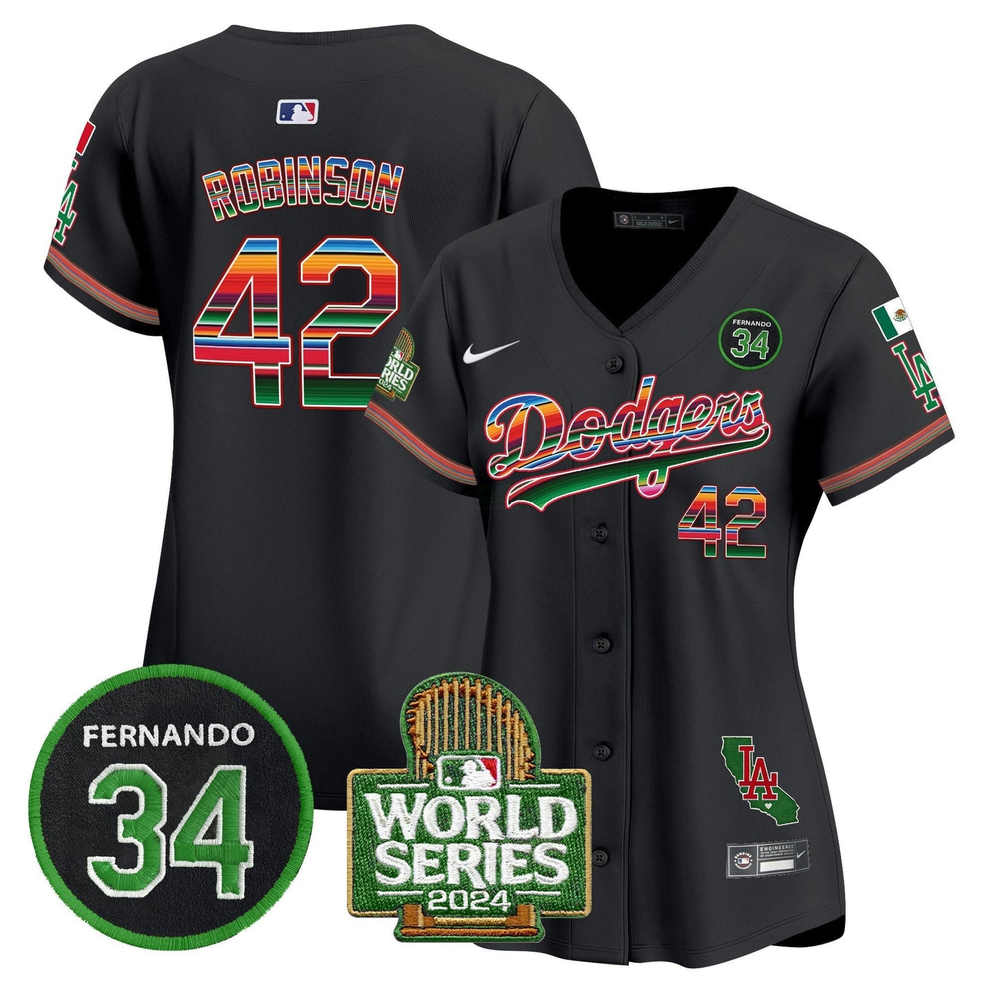 Camisa MLB Women’s Mexico Fernando Memorial & 2024 World Series Patch Vapor Premier Limited Jersey