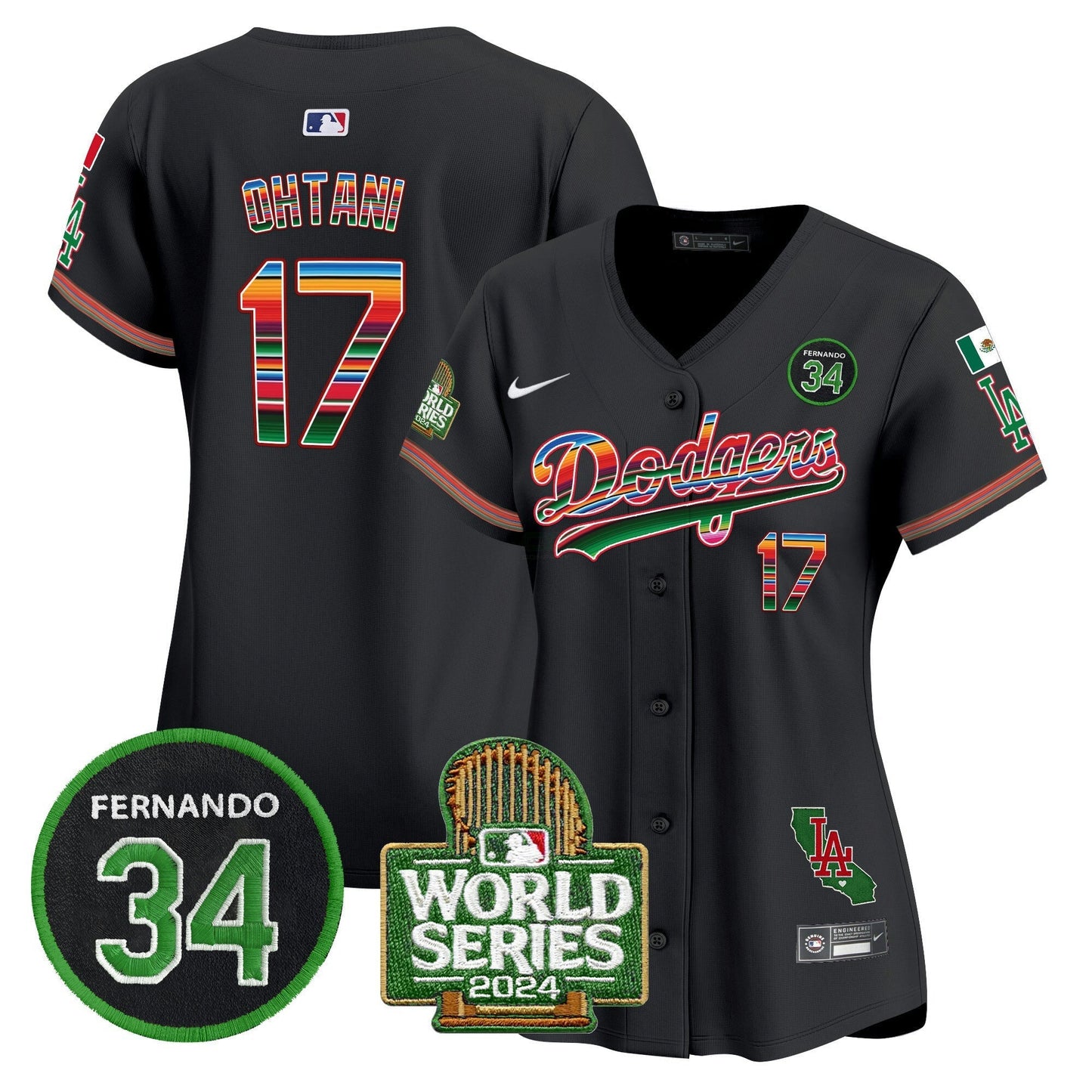 Camisa MLB Women’s Mexico Fernando Memorial & 2024 World Series Patch Vapor Premier Limited Jersey