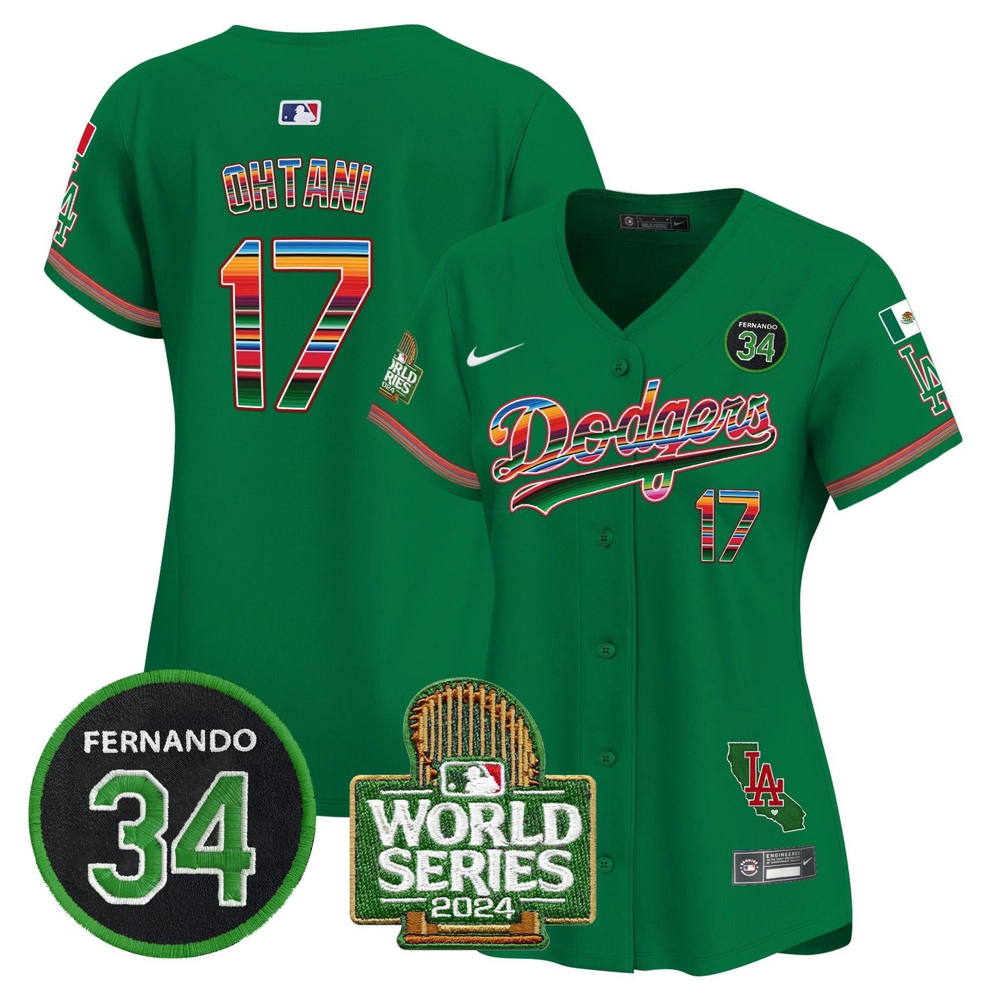 Camisa MLB Women’s Mexico Fernando Memorial & 2024 World Series Patch Vapor Premier Limited Jersey