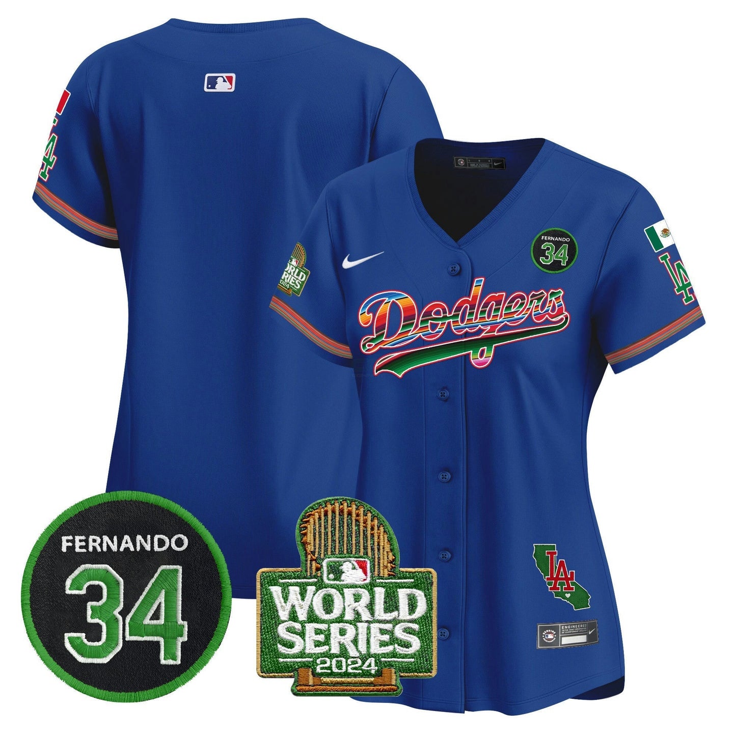 Camisa MLB Women’s Mexico Fernando Memorial & 2024 World Series Patch Vapor Premier Limited Jersey