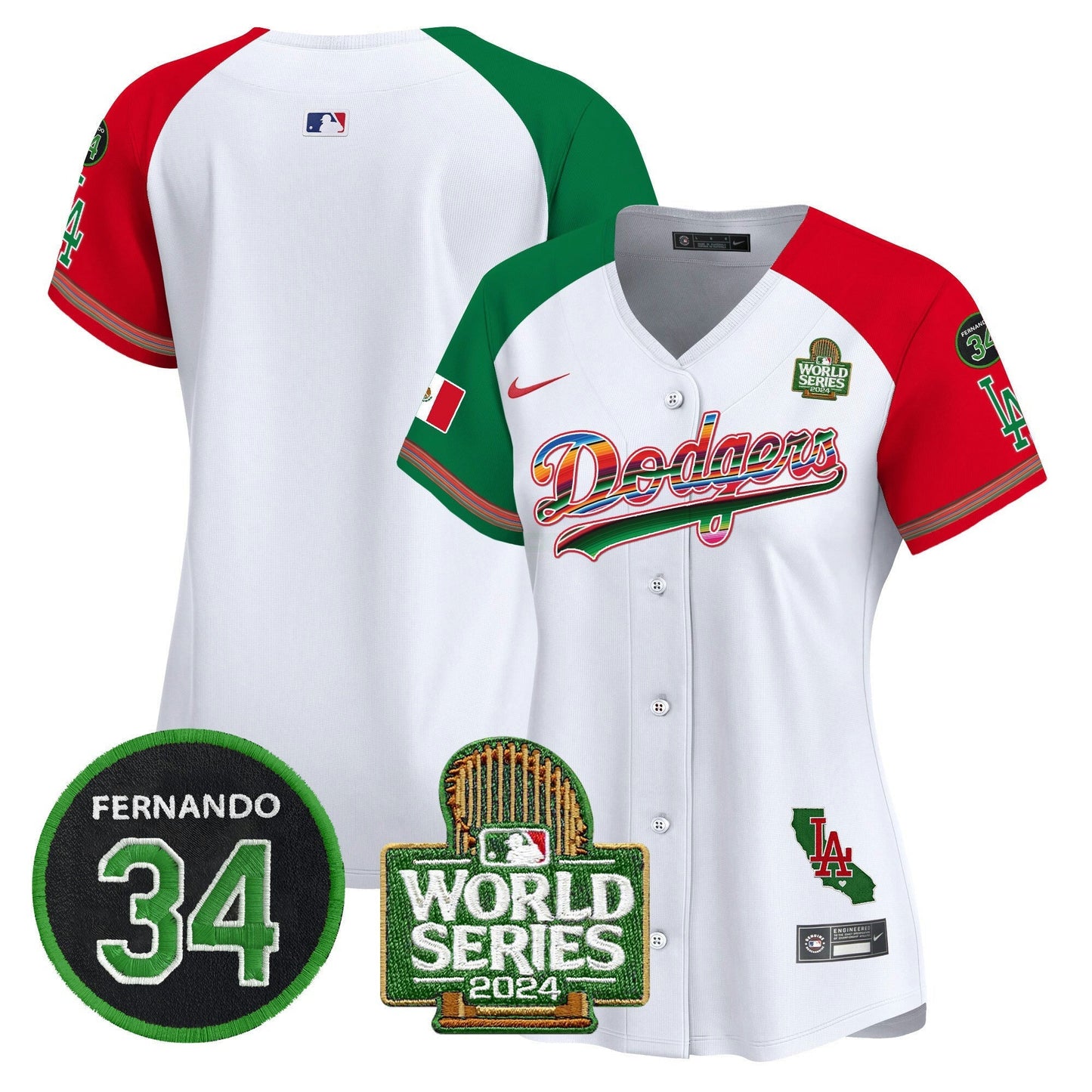 Camisa MLB Women’s Mexico Fernando Memorial & 2024 World Series Patch Vapor Premier Limited Jersey V2
