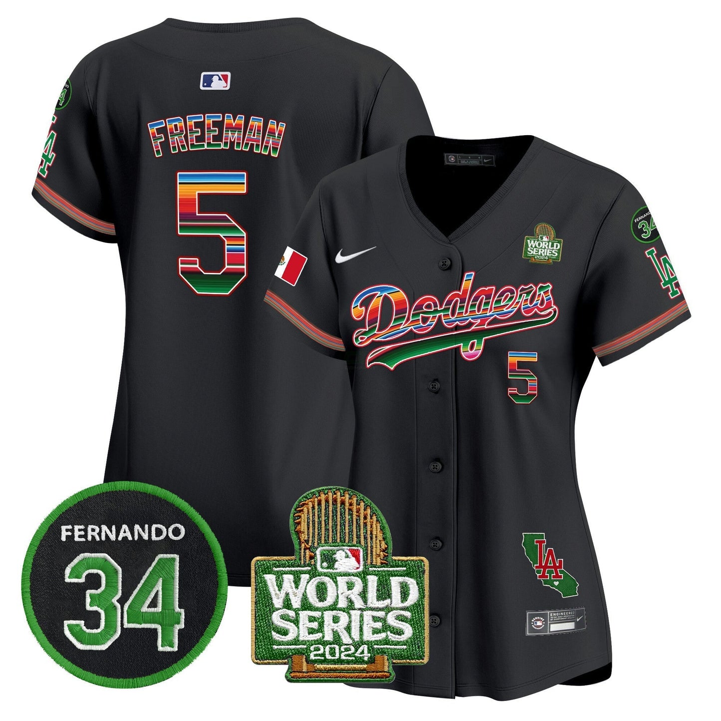 Camisa MLB Women’s Mexico Fernando Memorial & 2024 World Series Patch Vapor Premier Limited Jersey V2