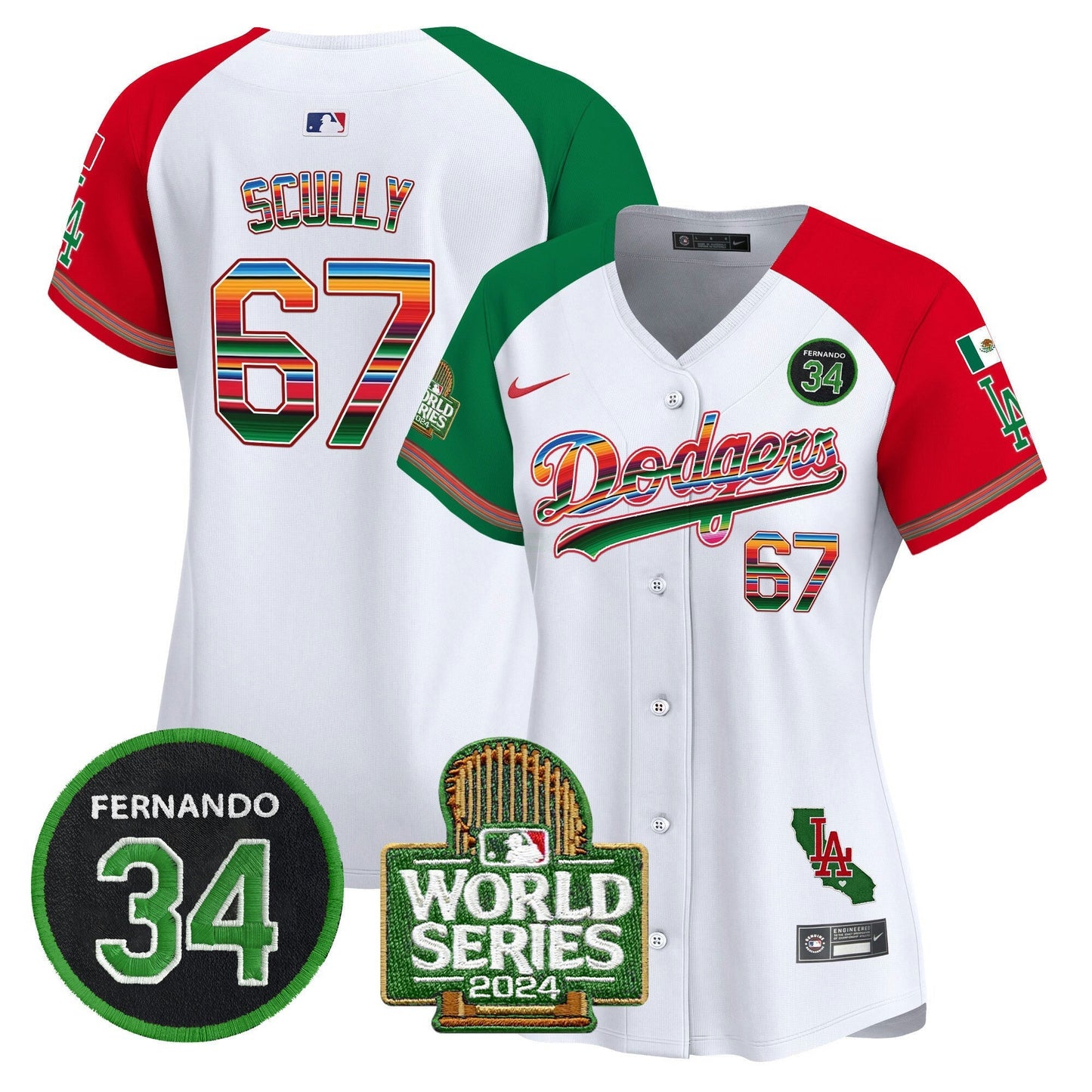 Camisa MLB Women’s Mexico Fernando Memorial & 2024 World Series Patch Vapor Premier Limited Jersey
