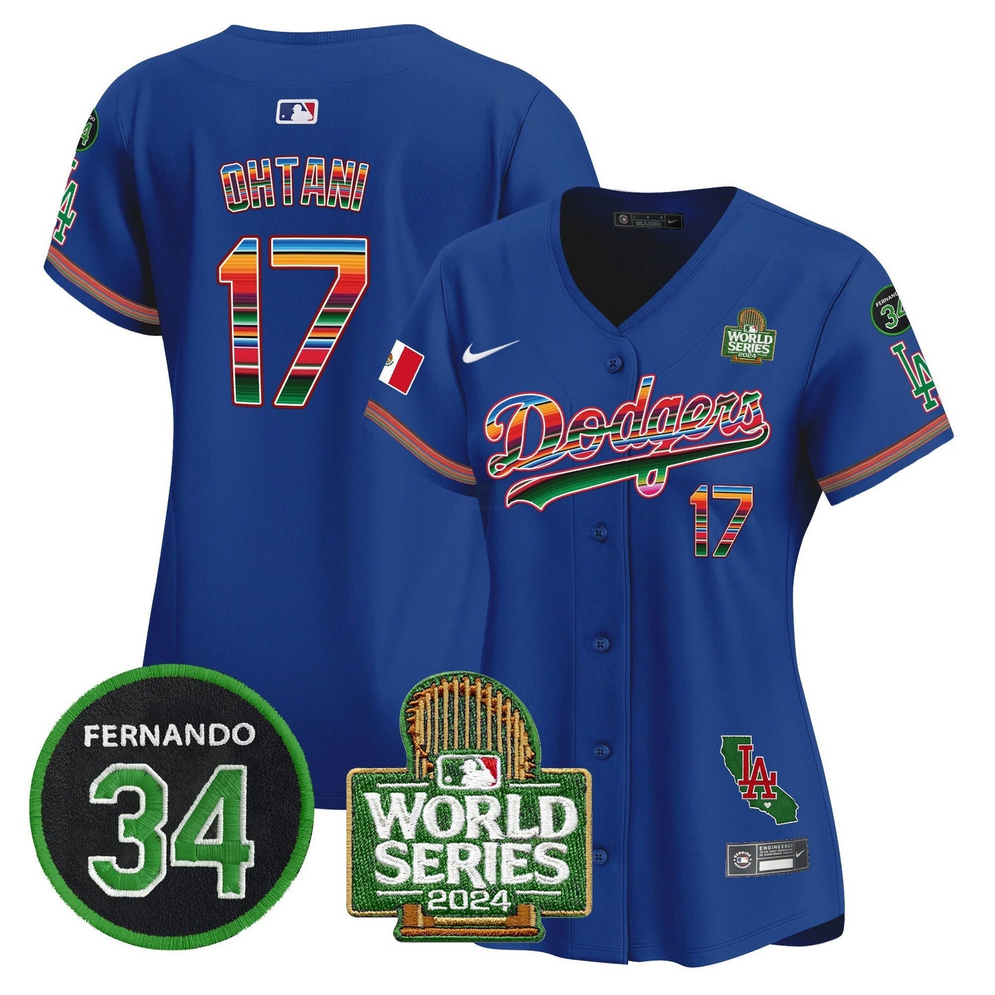 Camisa MLB Women’s Mexico Fernando Memorial & 2024 World Series Patch Vapor Premier Limited Jersey V2