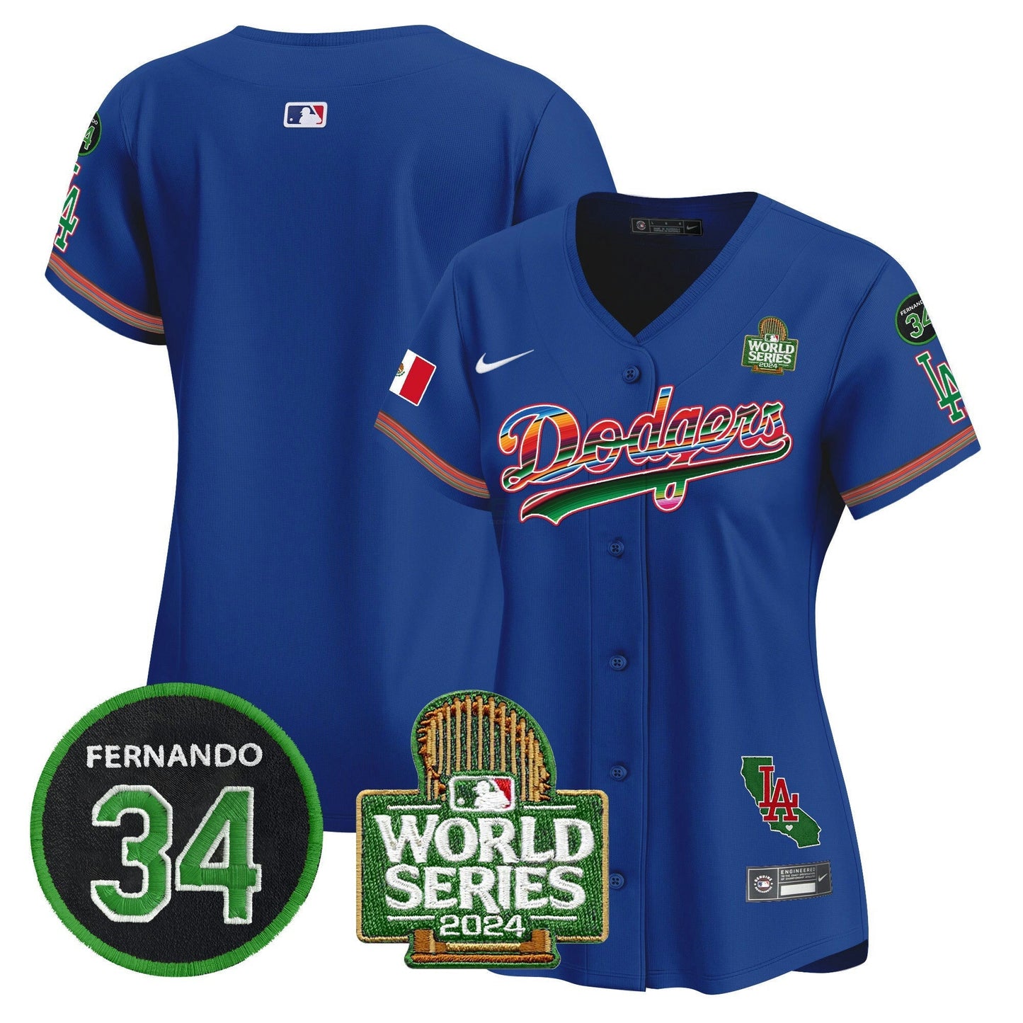 Camisa MLB Women’s Mexico Fernando Memorial & 2024 World Series Patch Vapor Premier Limited Jersey V2