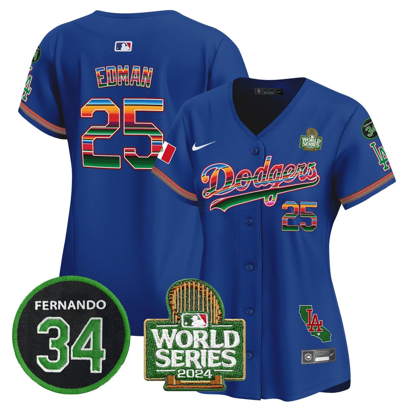 Camisa MLB Women’s Mexico Fernando Memorial & 2024 World Series Patch Vapor Premier Limited Jersey V2