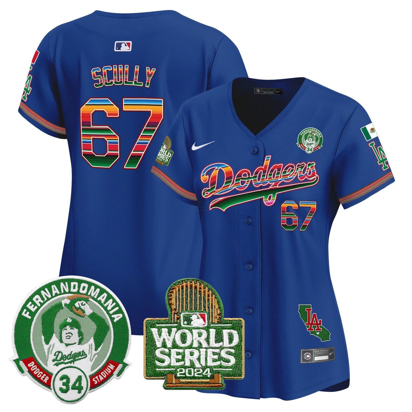Camisa MLB Women’s Mexico Fernando Valenzuela & 2024 World Series Patch Vapor Premier Limited Jersey