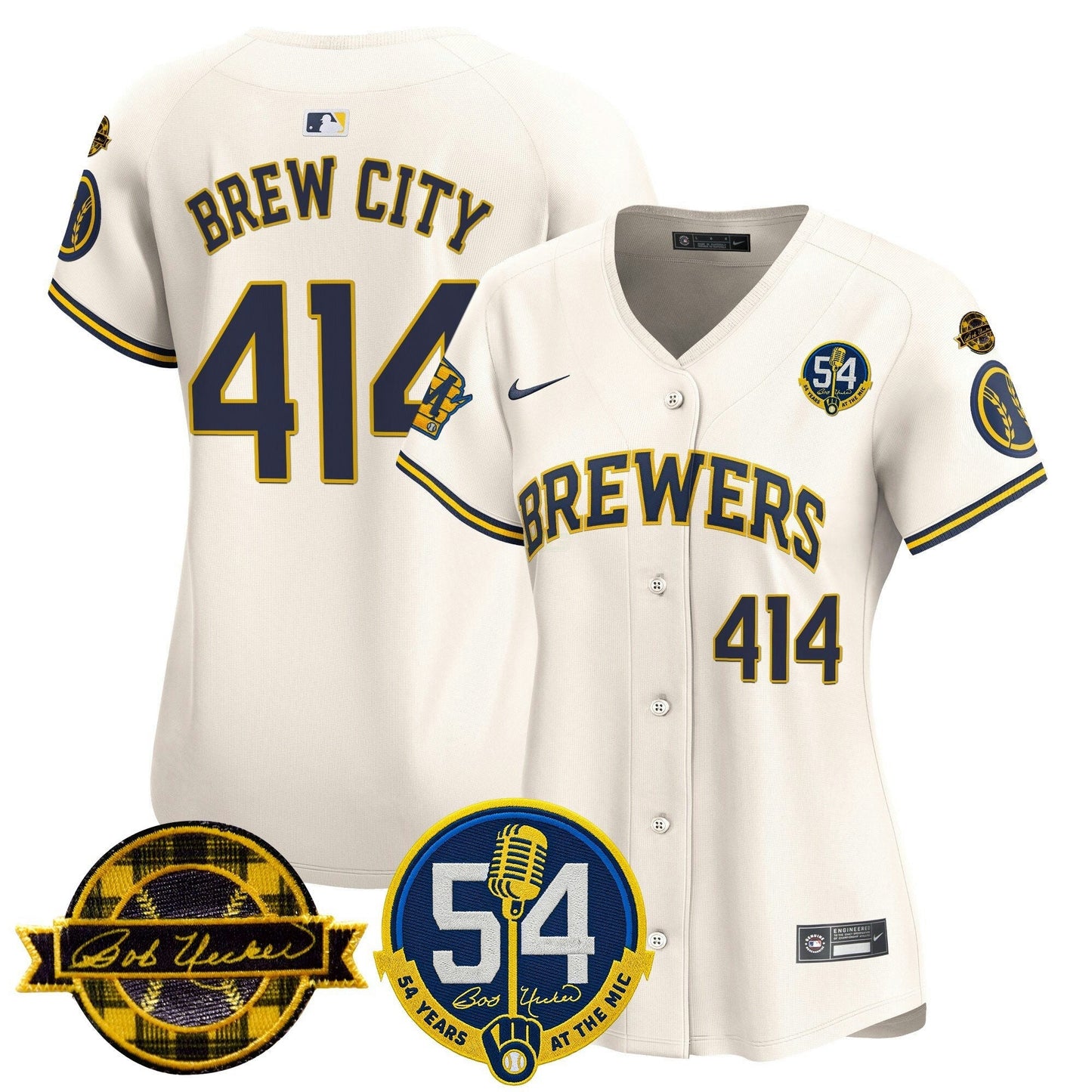 Camisa MLB Women’s Milwaukee ‘Bob Uecker – 54 Seasons for ’ Vapor Premier Limited Jersey