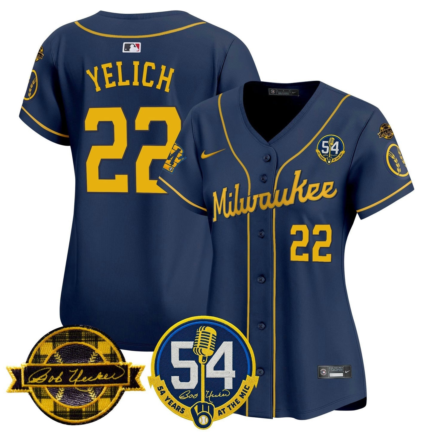 Camisa MLB Women’s Milwaukee ‘Bob Uecker – 54 Seasons for ’ Vapor Premier Limited Jersey