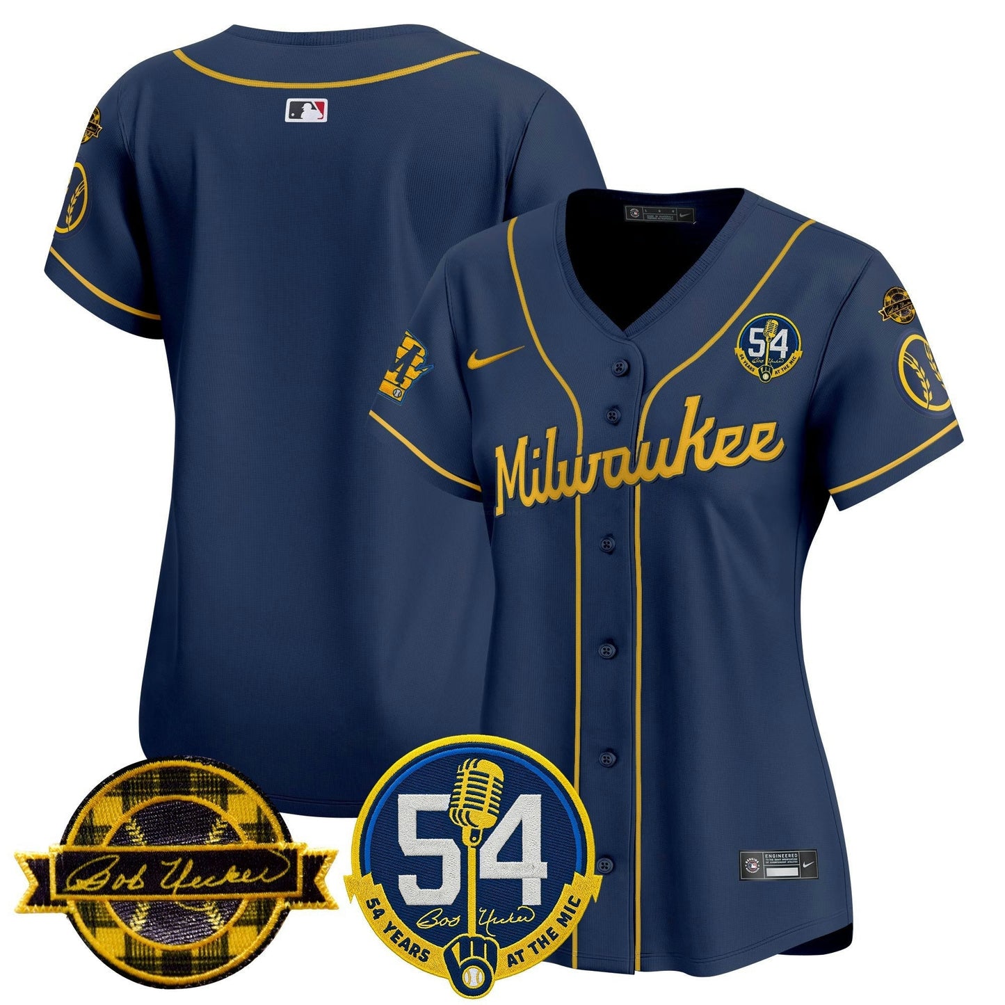 Camisa MLB Women’s Milwaukee ‘Bob Uecker – 54 Seasons for ’ Vapor Premier Limited Jersey