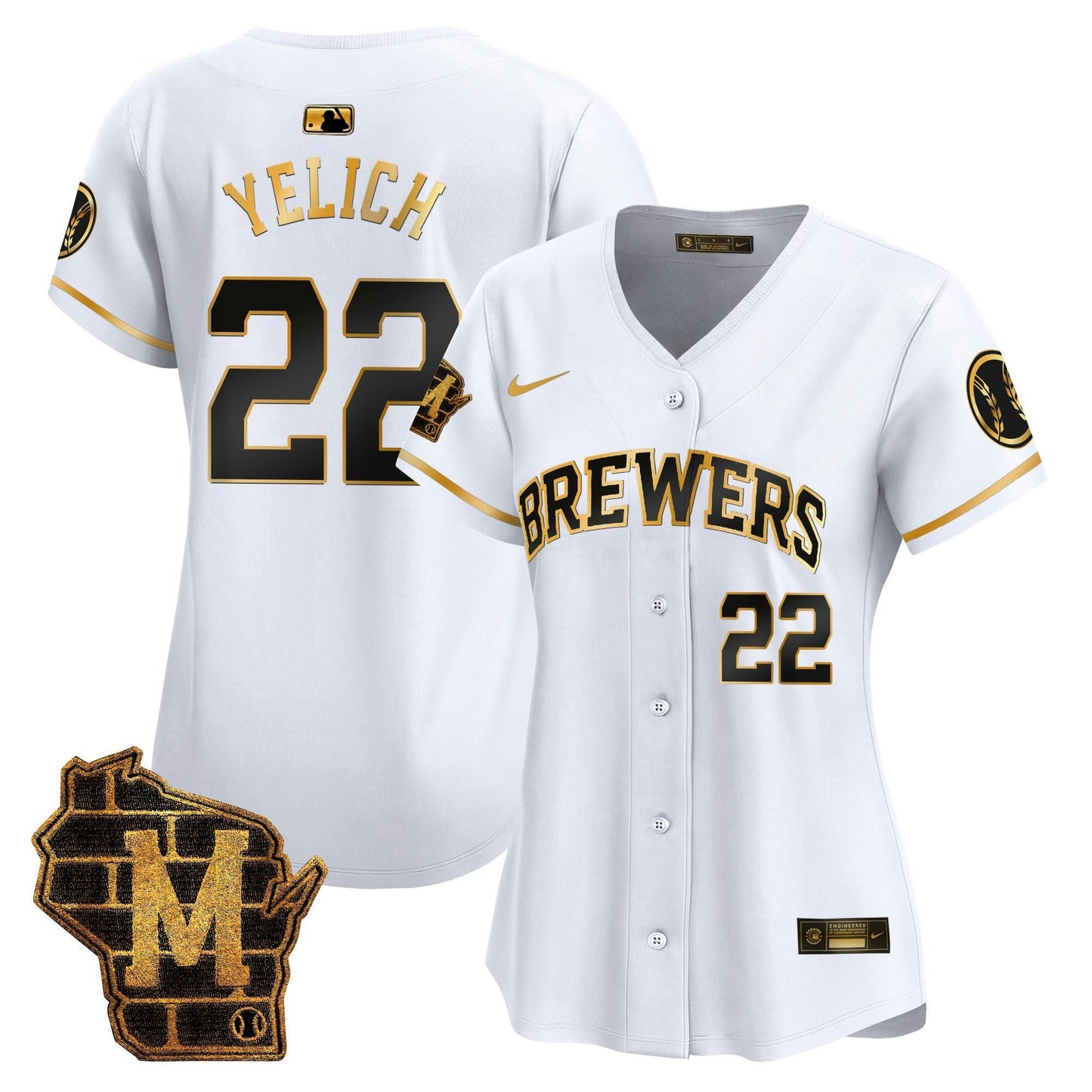 Camisa MLB Women’s Milwaukee Home Patch Vapor Premier Limited Jersey