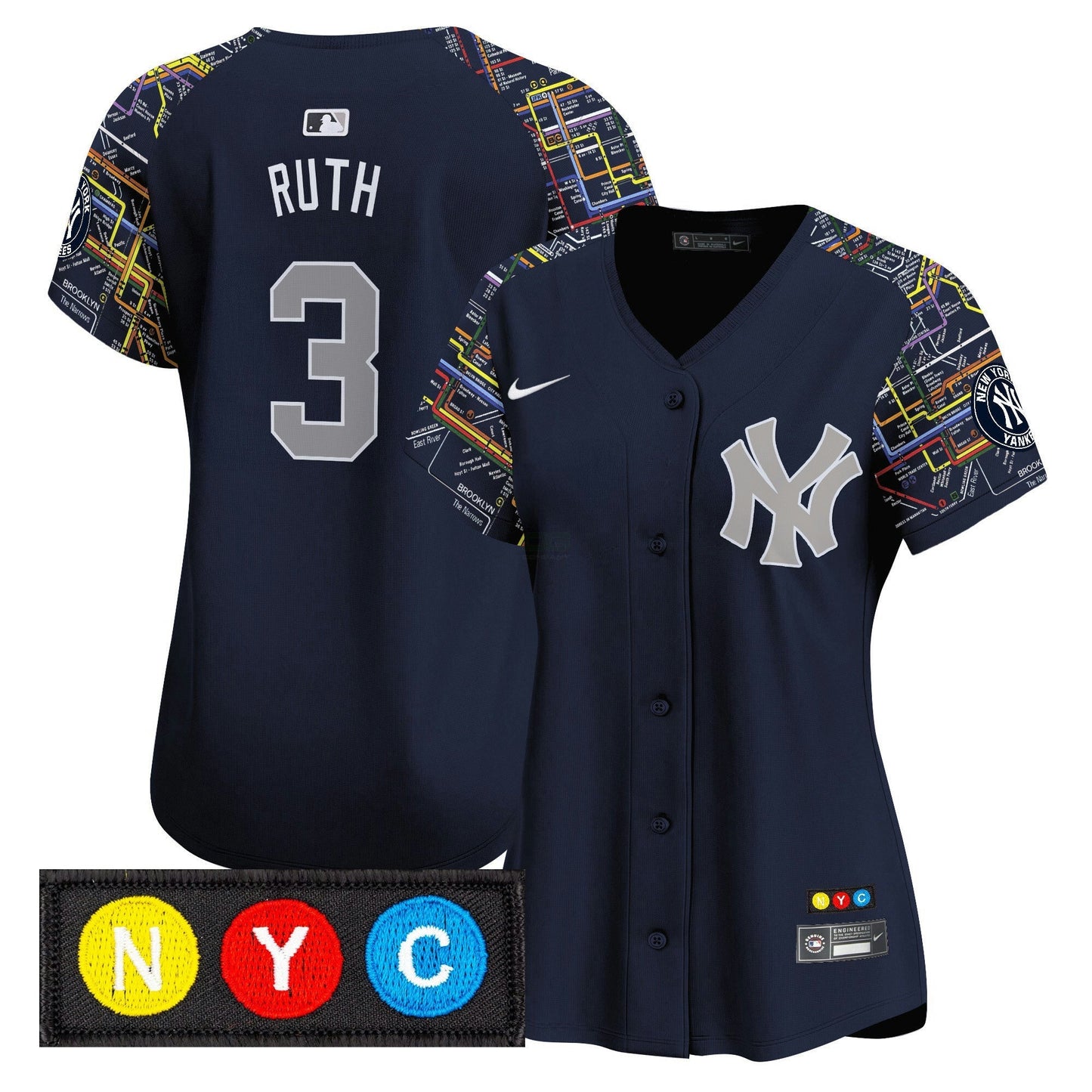 Camisa MLB Women’s New York Subway Style Vapor Premier Limited Jersey – Stitched - Azul Marinho