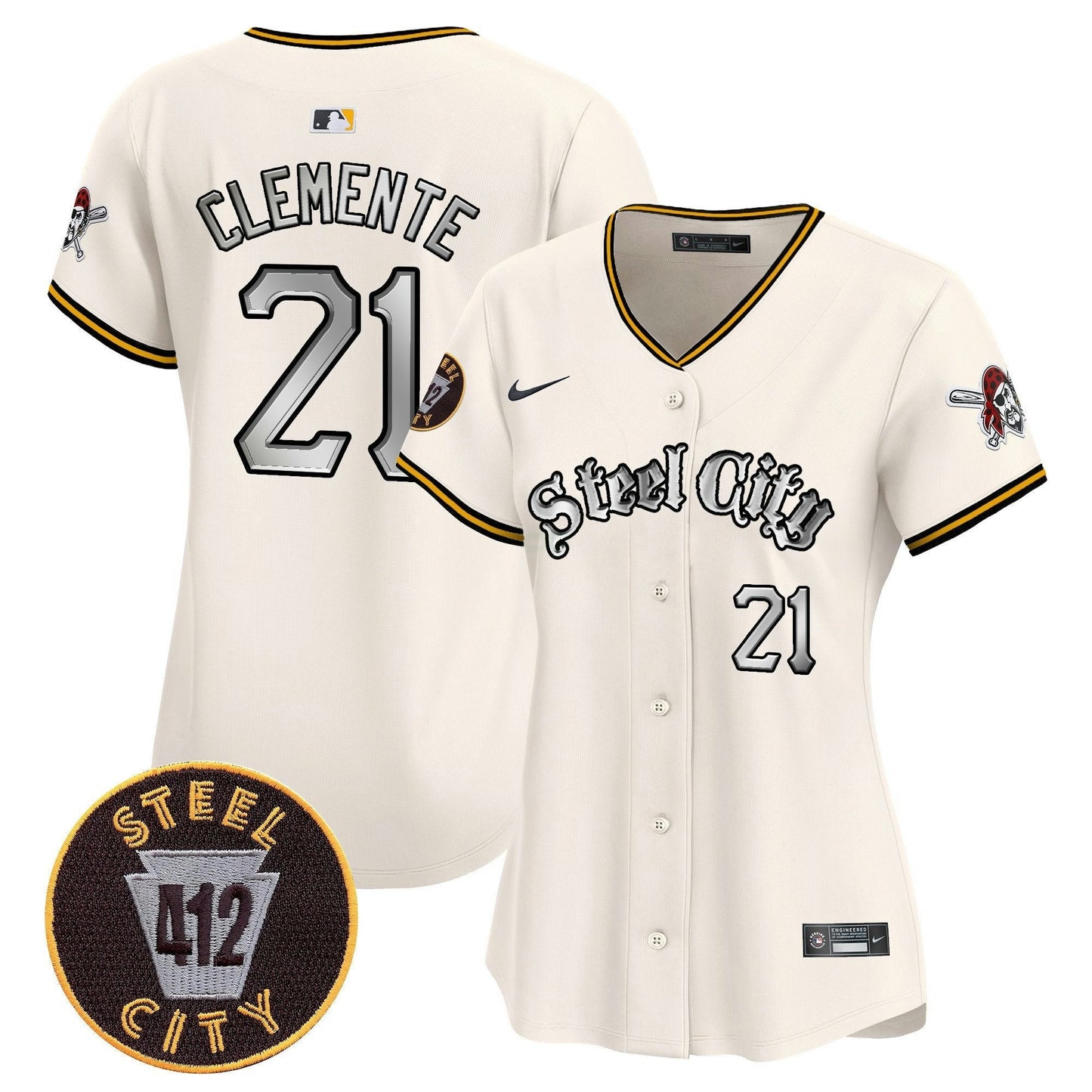 Camisa MLB Women’s Pittsburgh 412 Patch Vapor Premier Limited Jersey V2