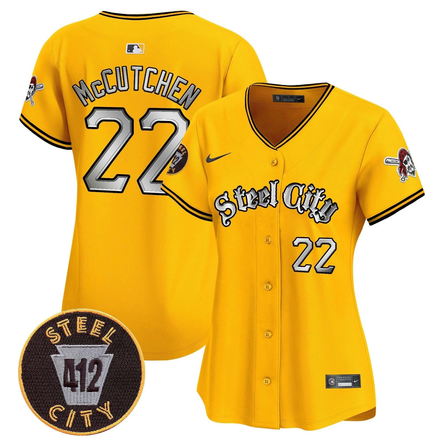 Camisa MLB Women’s Pittsburgh 412 Patch Vapor Premier Limited Jersey V2