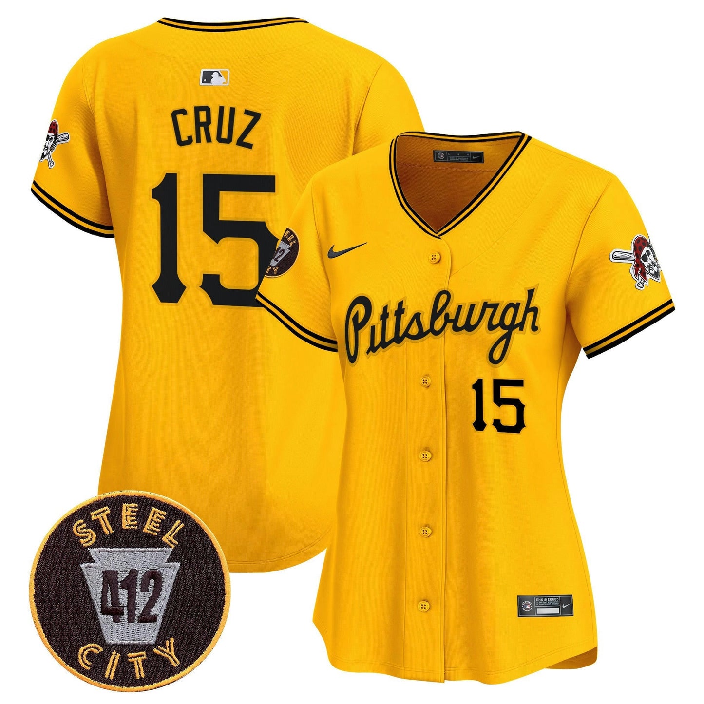 Camisa MLB Women’s Pittsburgh 412 Patch Vapor Premier Limited Jersey V4