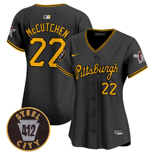 Camisa MLB Women’s Pittsburgh 412 Patch Vapor Premier Limited Jersey V4