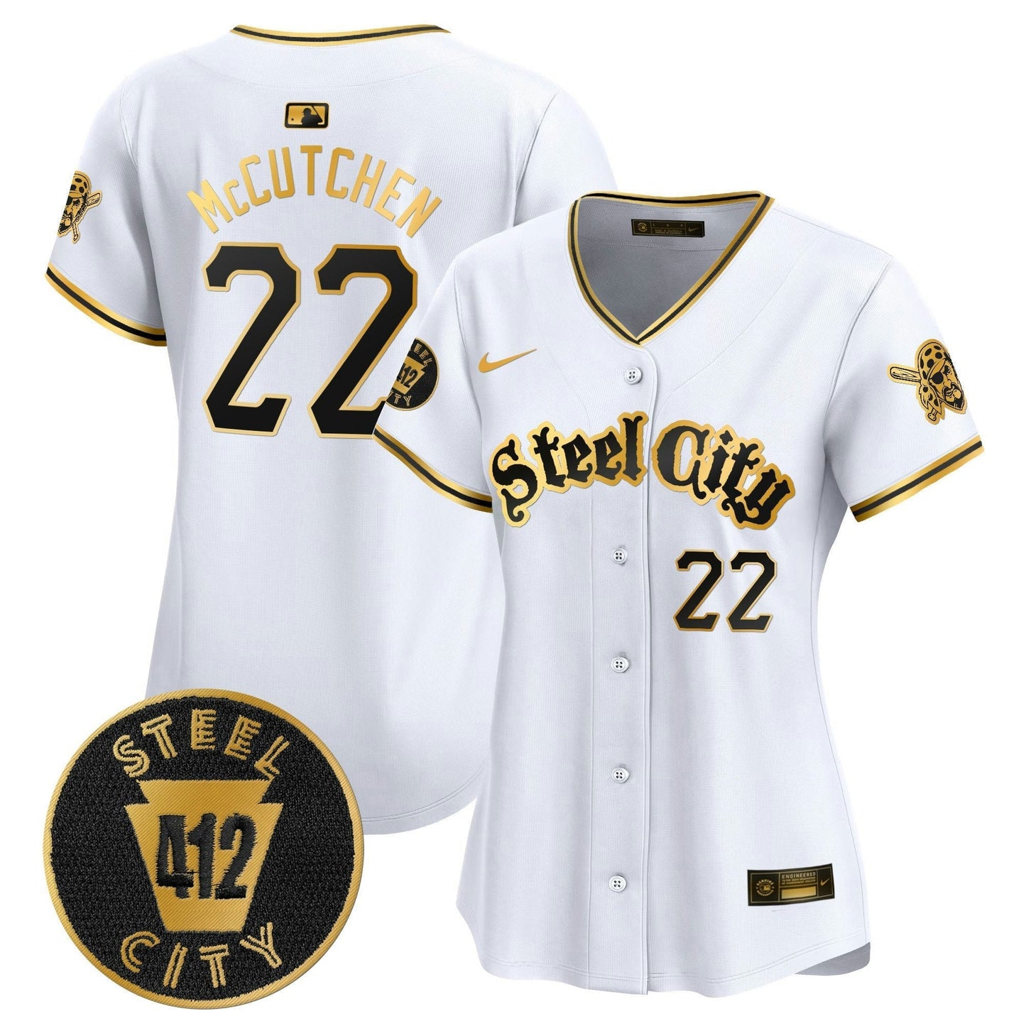 Camisa MLB Women’s Pittsburgh 412 Patch Vapor Premier Limited Jersey V5