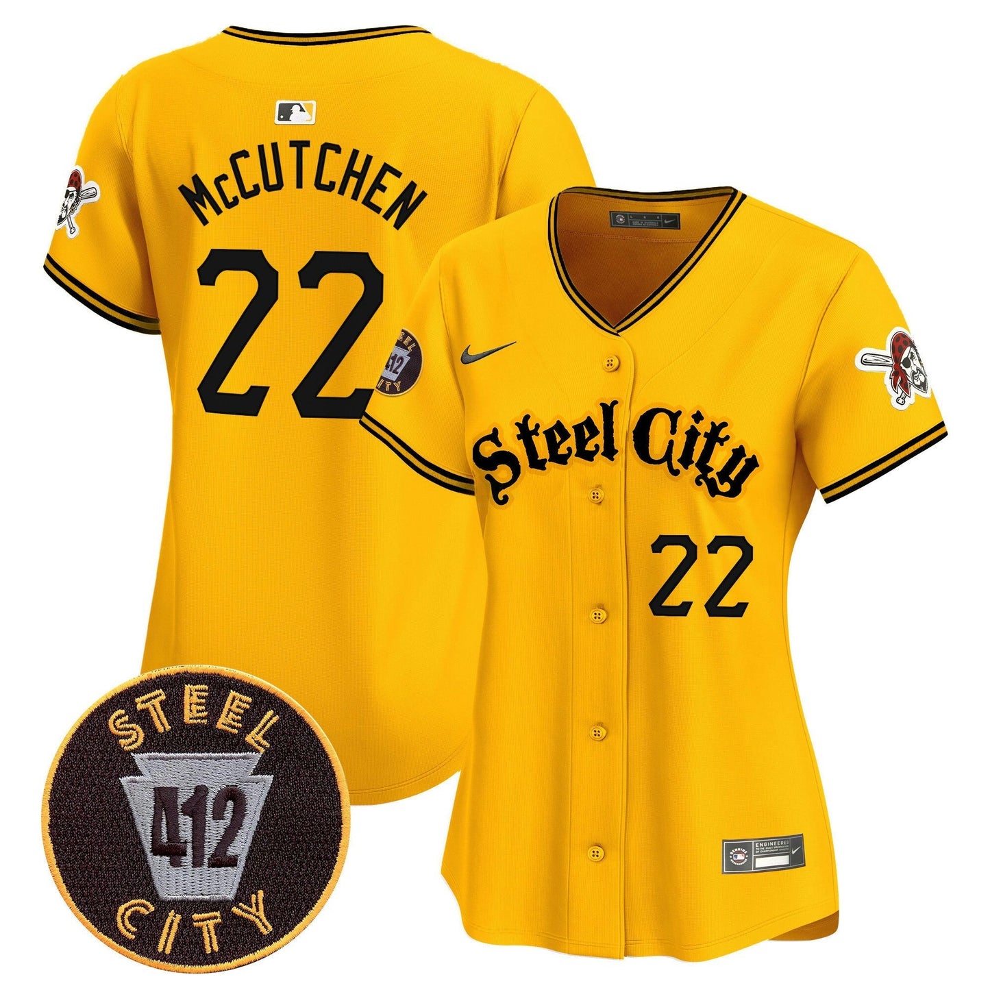 Camisa MLB Women’s Pittsburgh 412 Patch Vapor Premier Limited Jersey V5