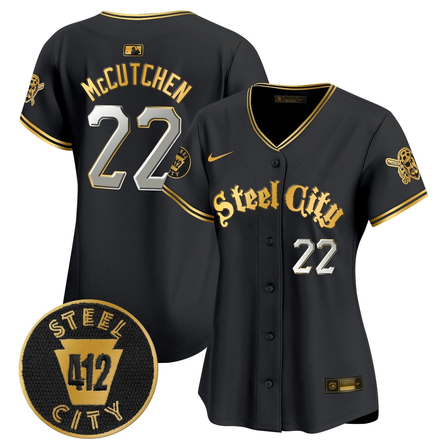 Camisa MLB Women’s Pittsburgh 412 Patch Vapor Premier Limited Jersey V5