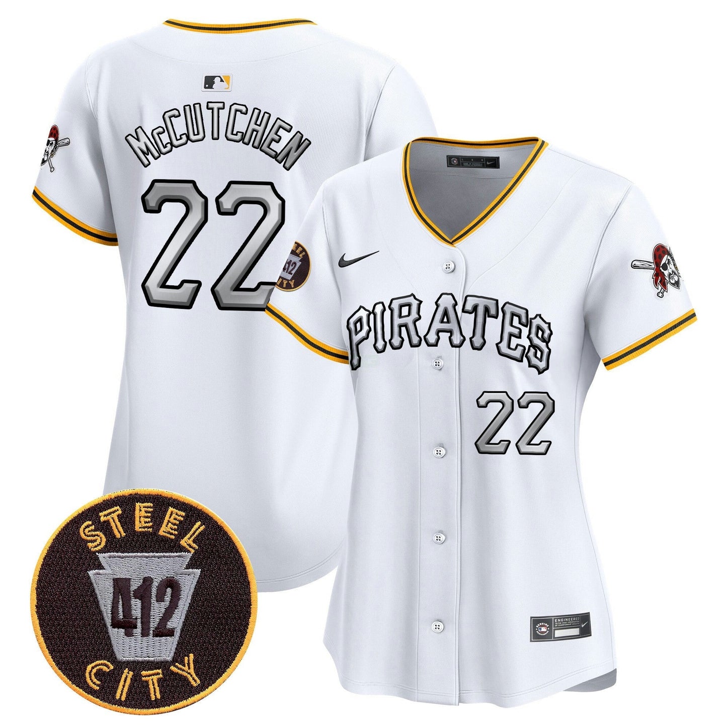 Camisa MLB Women’s Pittsburgh 412 Patch Vapor Premier Limited Jersey V6