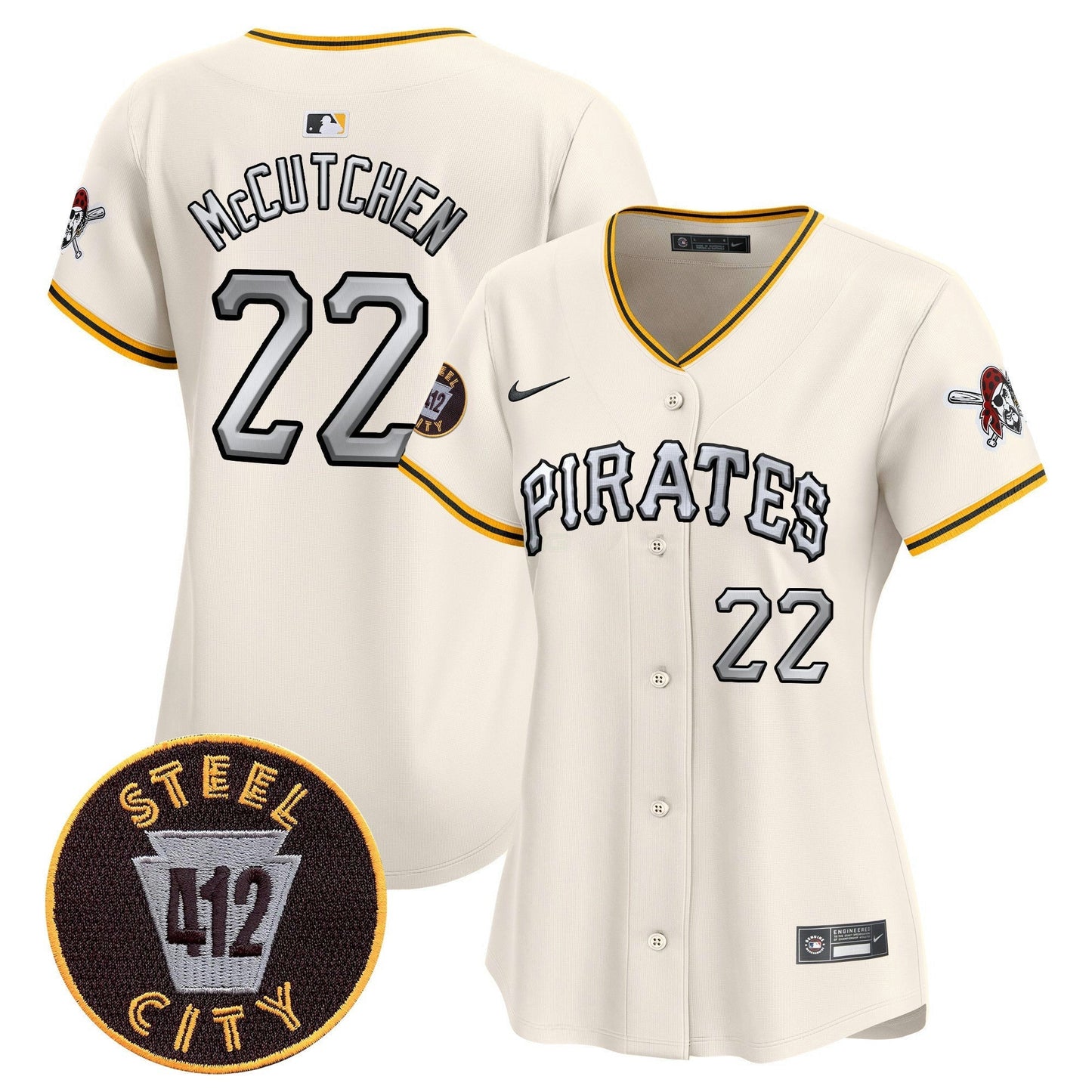 Camisa MLB Women’s Pittsburgh 412 Patch Vapor Premier Limited Jersey V6