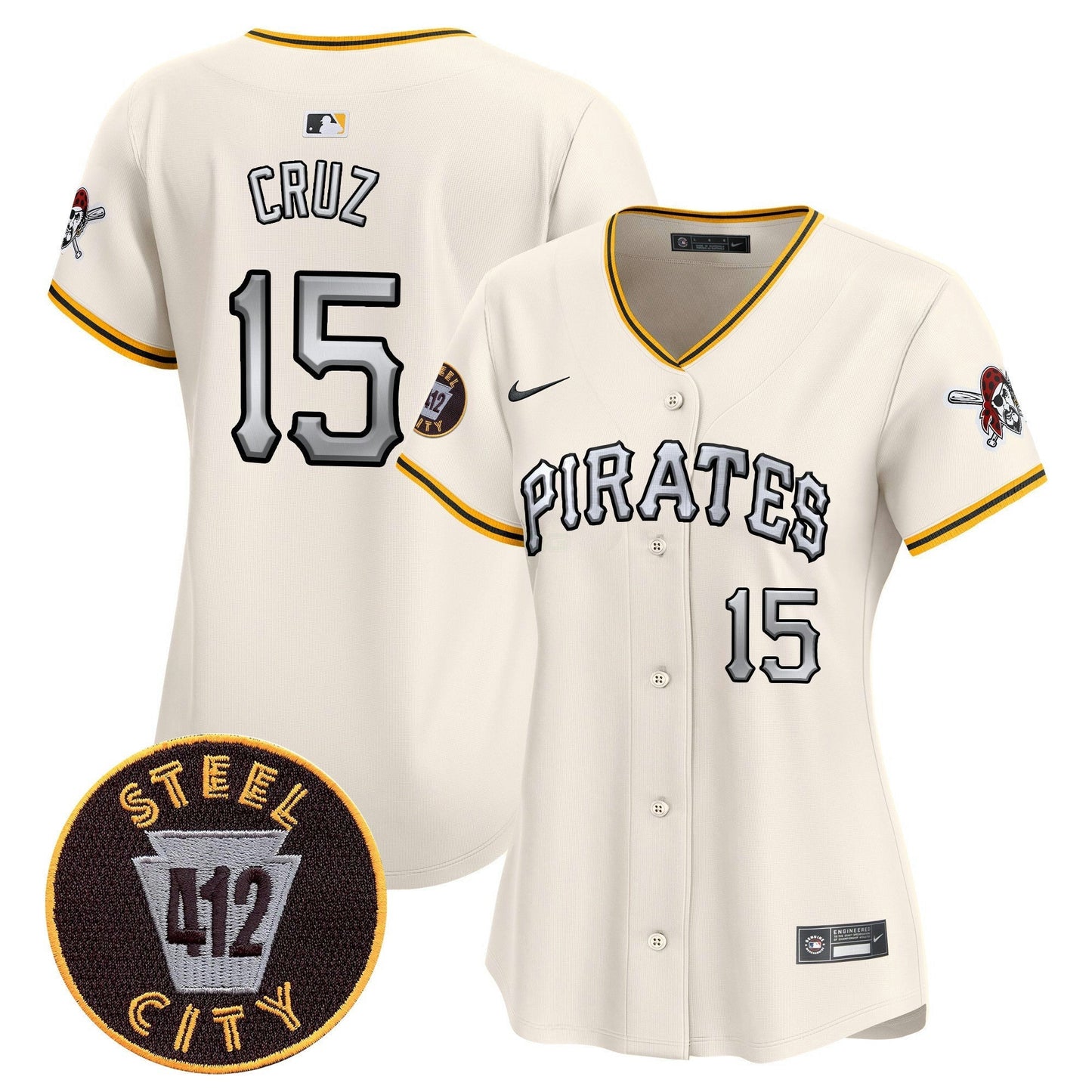 Camisa MLB Women’s Pittsburgh 412 Patch Vapor Premier Limited Jersey V6