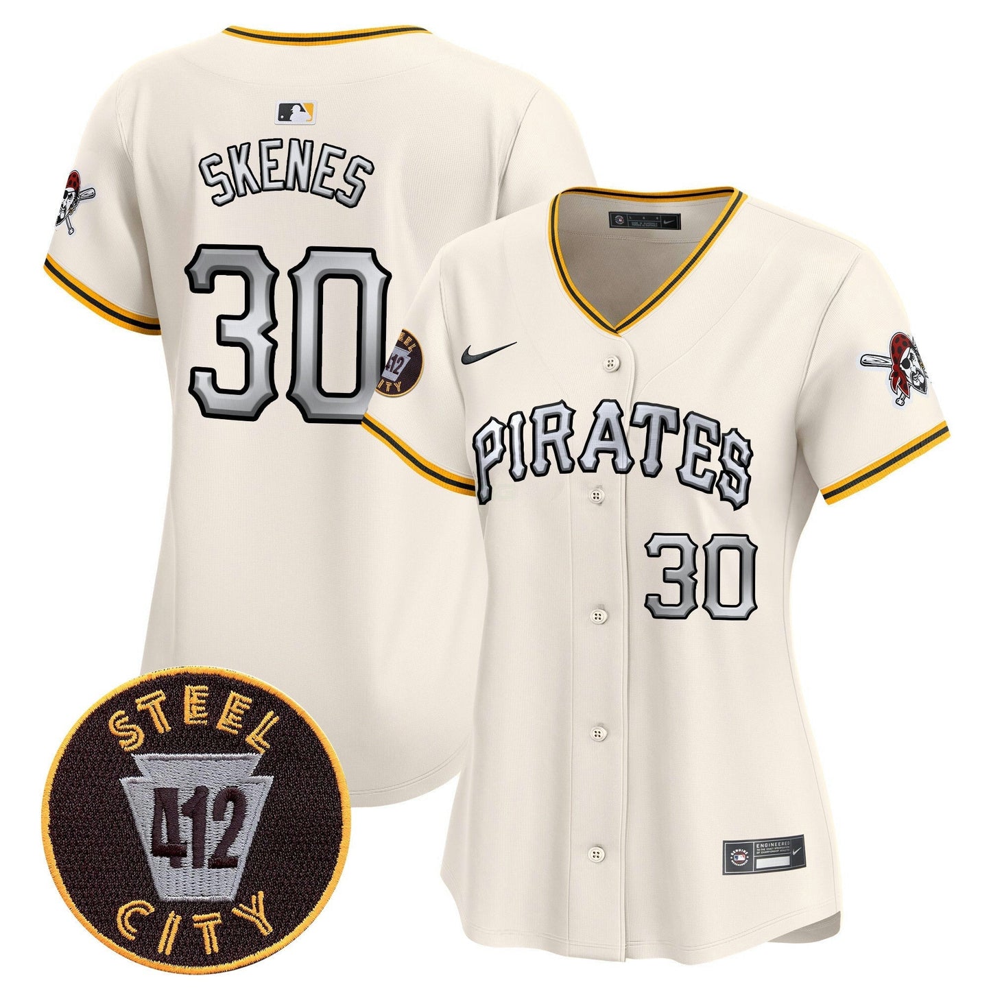 Camisa MLB Women’s Pittsburgh 412 Patch Vapor Premier Limited Jersey V6