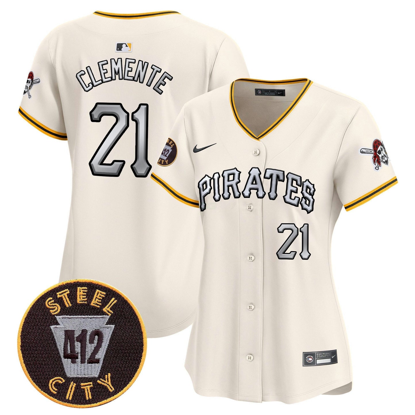 Camisa MLB Women’s Pittsburgh 412 Patch Vapor Premier Limited Jersey V6