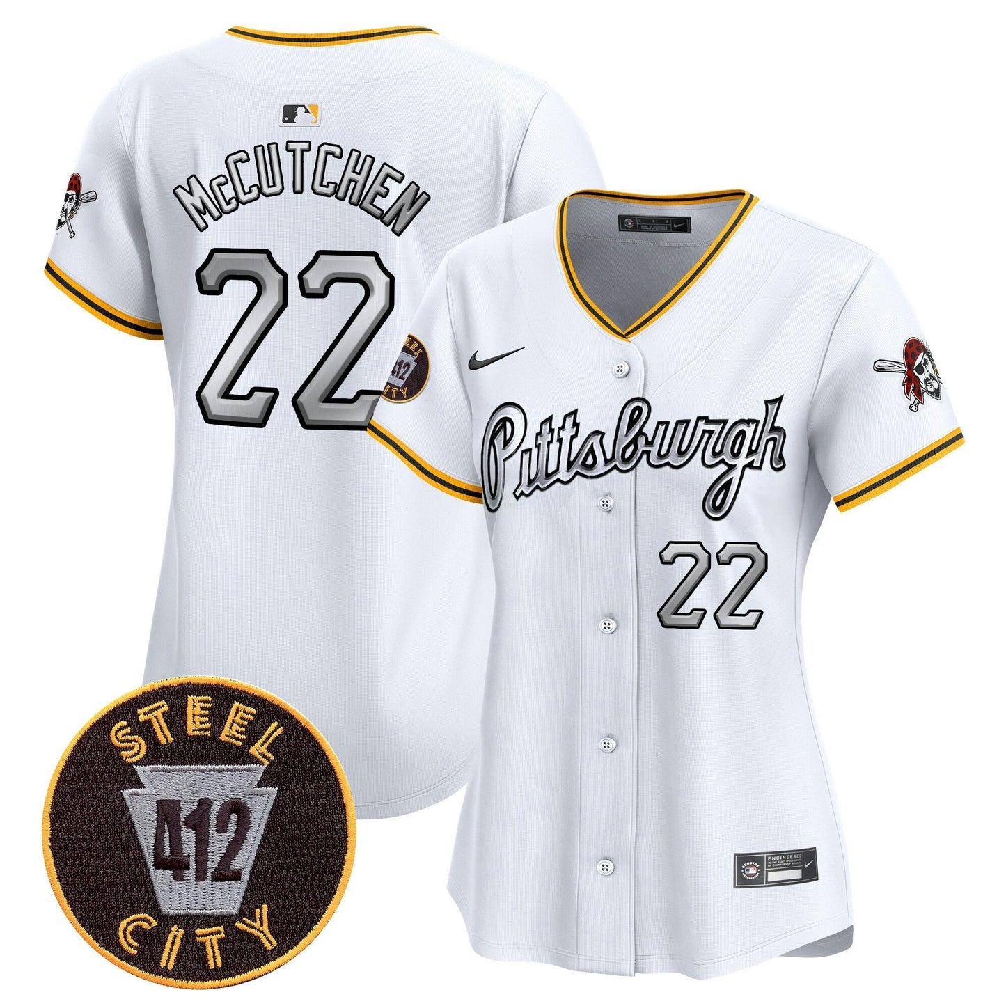 Camisa MLB Women’s Pittsburgh 412 Patch Vapor Premier Limited Jersey V7