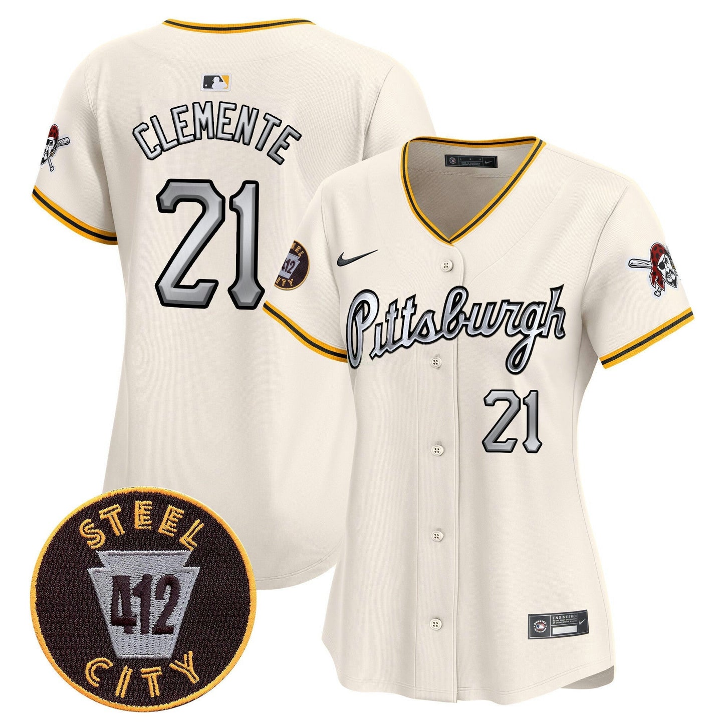 Camisa MLB Women’s Pittsburgh 412 Patch Vapor Premier Limited Jersey V7
