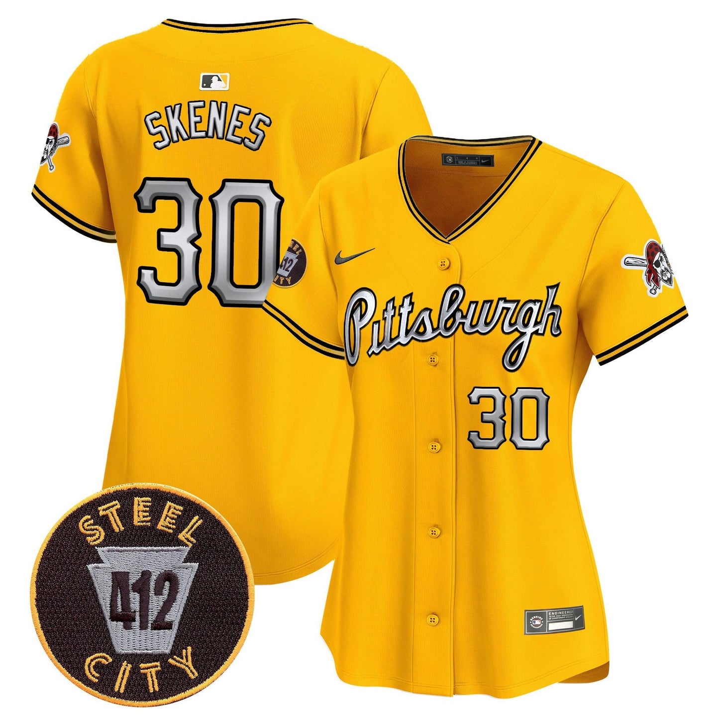 Camisa MLB Women’s Pittsburgh 412 Patch Vapor Premier Limited Jersey V7