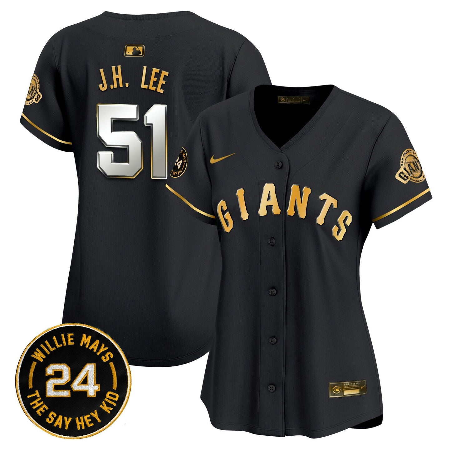 Camisa MLB Women’s San Francisco 2024 Willie Mays Patch Vapor Premier Limited Jersey