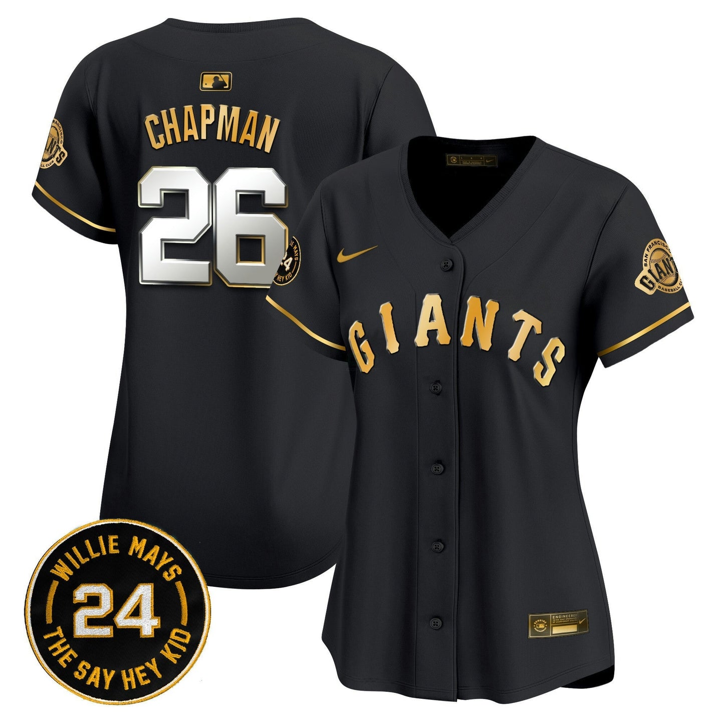 Camisa MLB Women’s San Francisco 2024 Willie Mays Patch Vapor Premier Limited Jersey