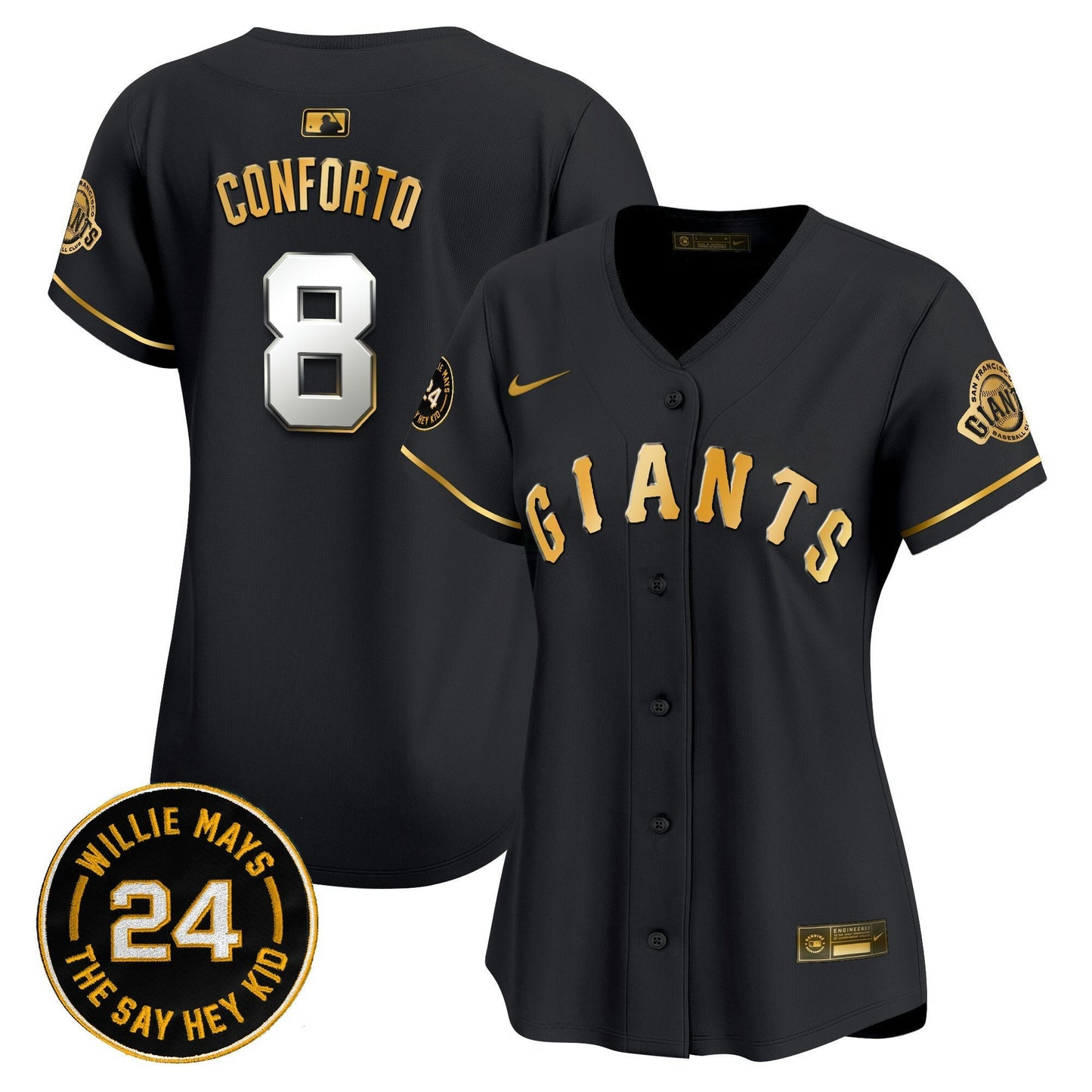 Camisa MLB Women’s San Francisco 2024 Willie Mays Patch Vapor Premier Limited Jersey