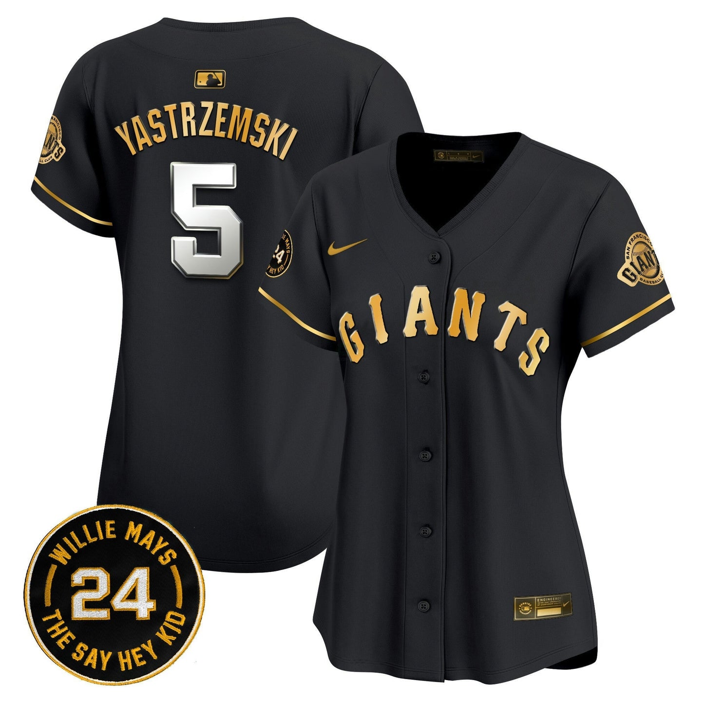 Camisa MLB Women’s San Francisco 2024 Willie Mays Patch Vapor Premier Limited Jersey