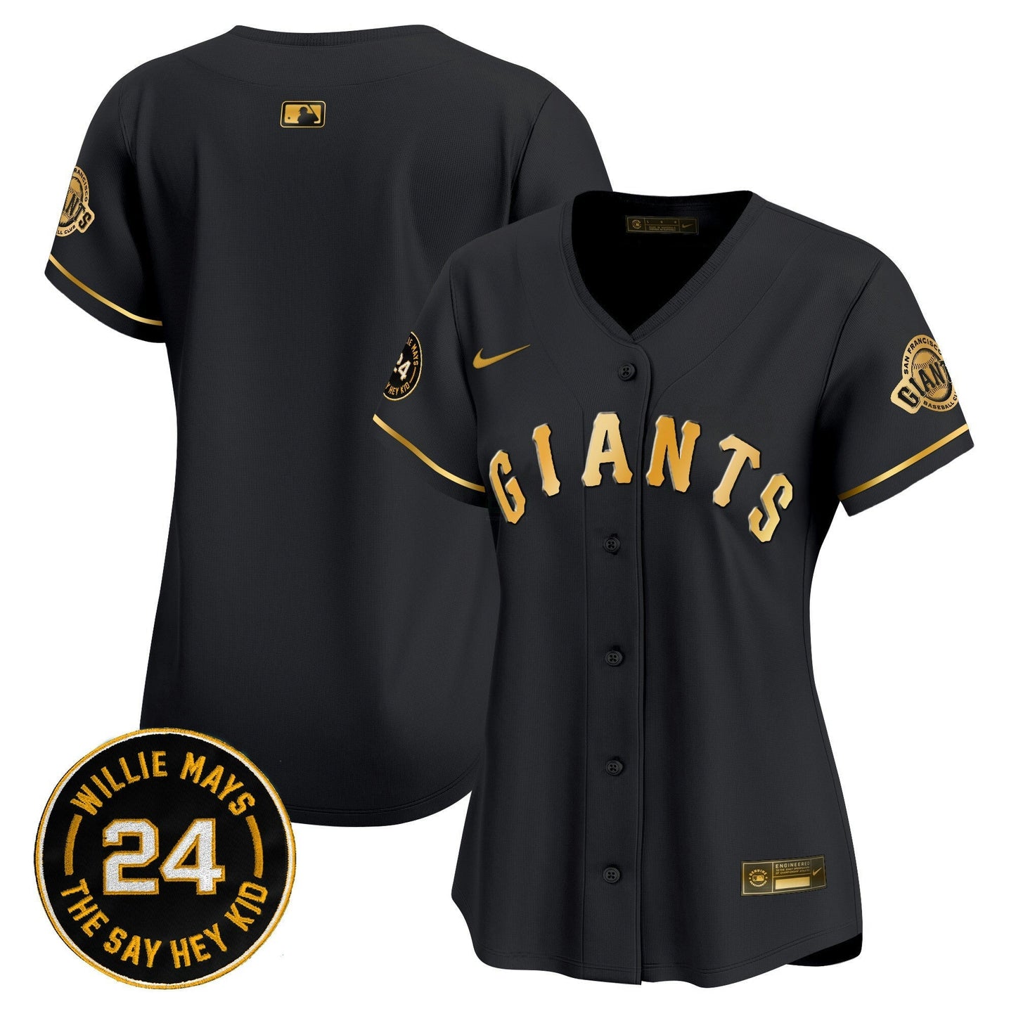 Camisa MLB Women’s San Francisco 2024 Willie Mays Patch Vapor Premier Limited Jersey